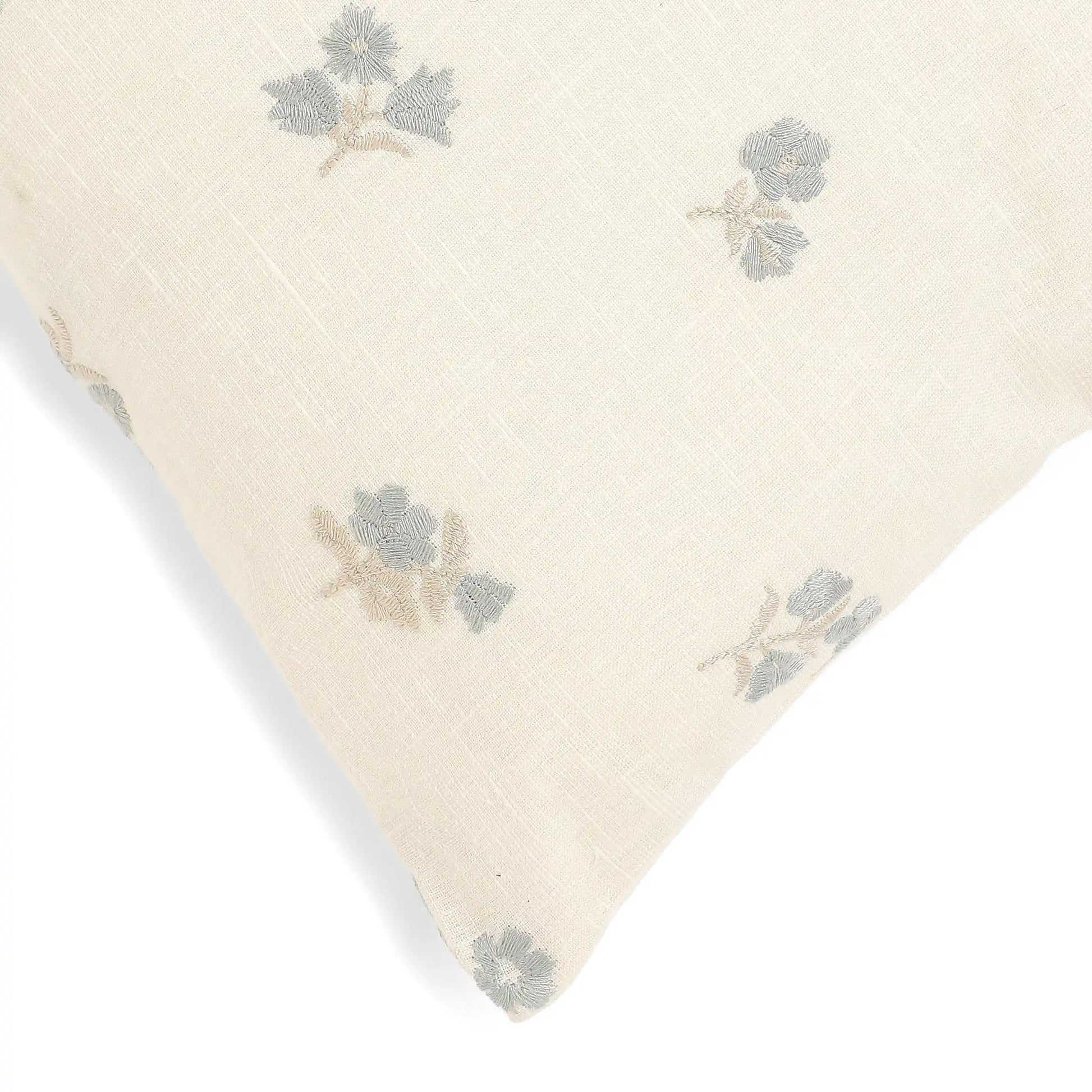 Vissencia Embroidered Cushion Cover | Threaded Petals Aqua Breeze / Cushion Cover (51cm x 51cm)