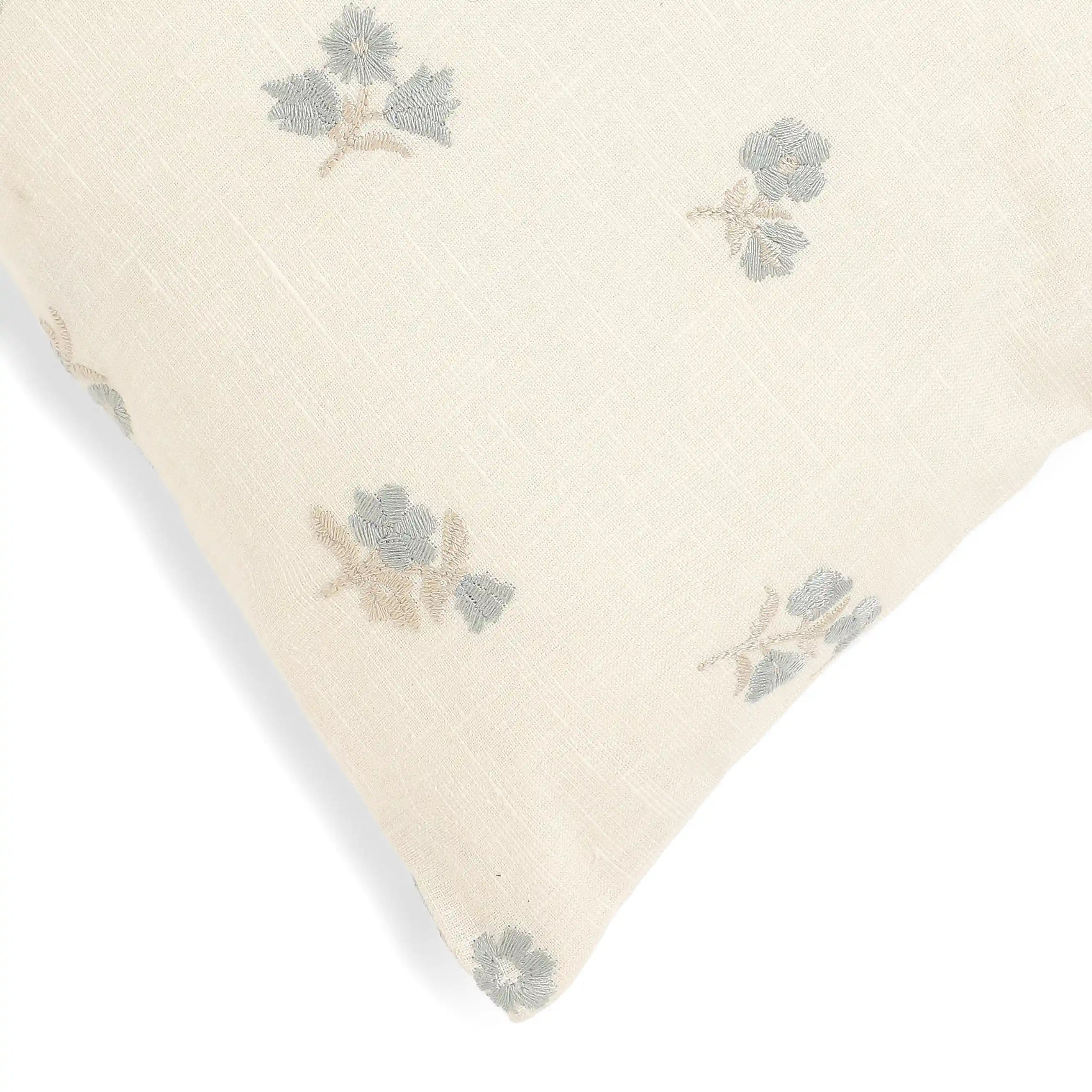 Vissencia Embroidered Cushion Cover | Threaded Petals Aqua Breeze / Cushion Cover (51cm x 51cm)