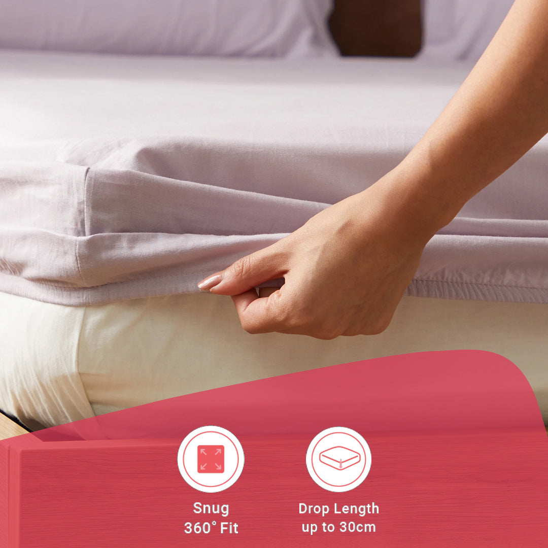 Paleto | Everyday Hues Solid Dyed Cotton Fitted Sheet Set-Grey Lavender