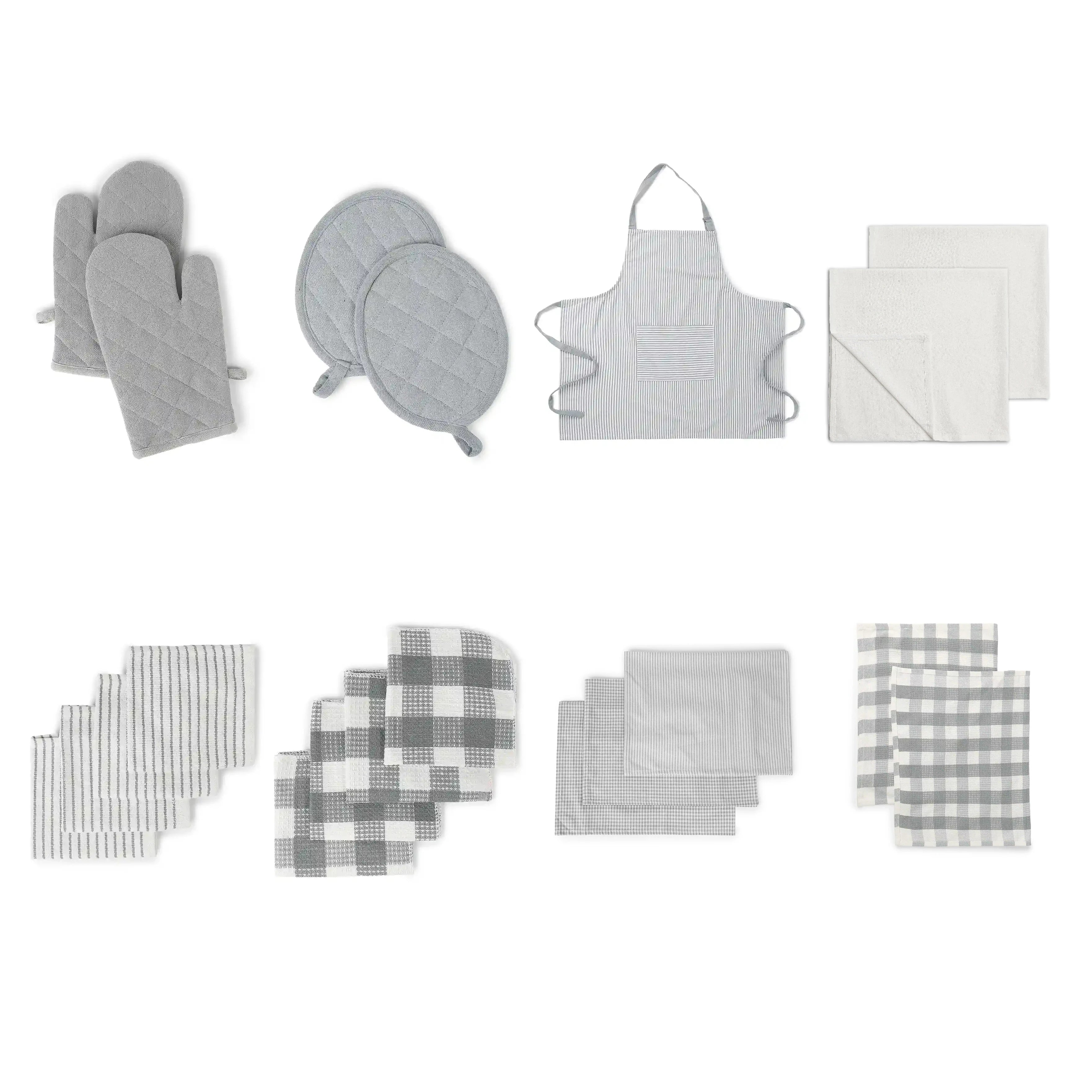 Nonna's Home | Everyday Essentials Kitchen Linen Set | Set of 20 Noble Greys