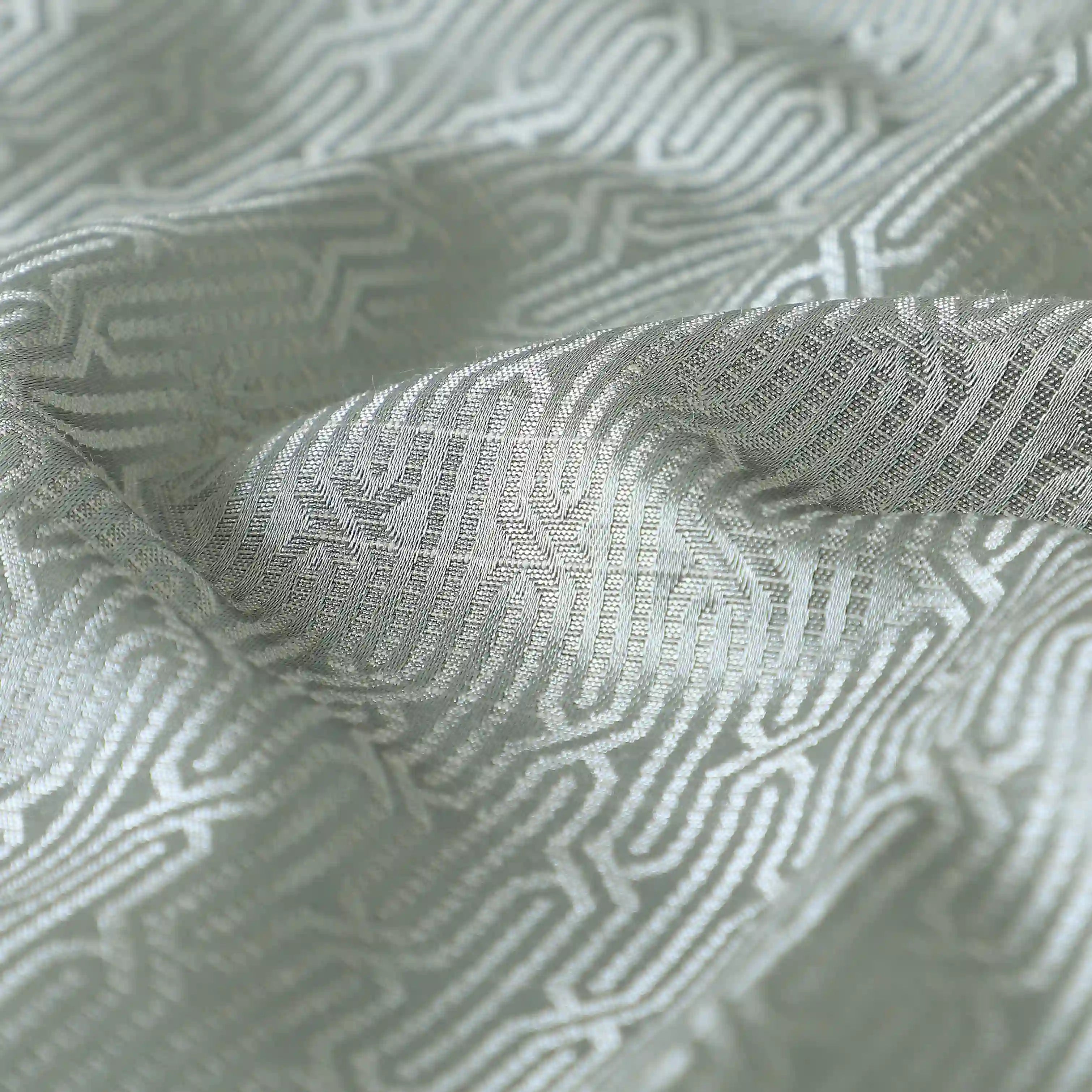 De Jacquard - Classic Set Of 2 Jacquard Readymade Curtains | Layered Lines Steel / Window (5ft X 4.4ft)