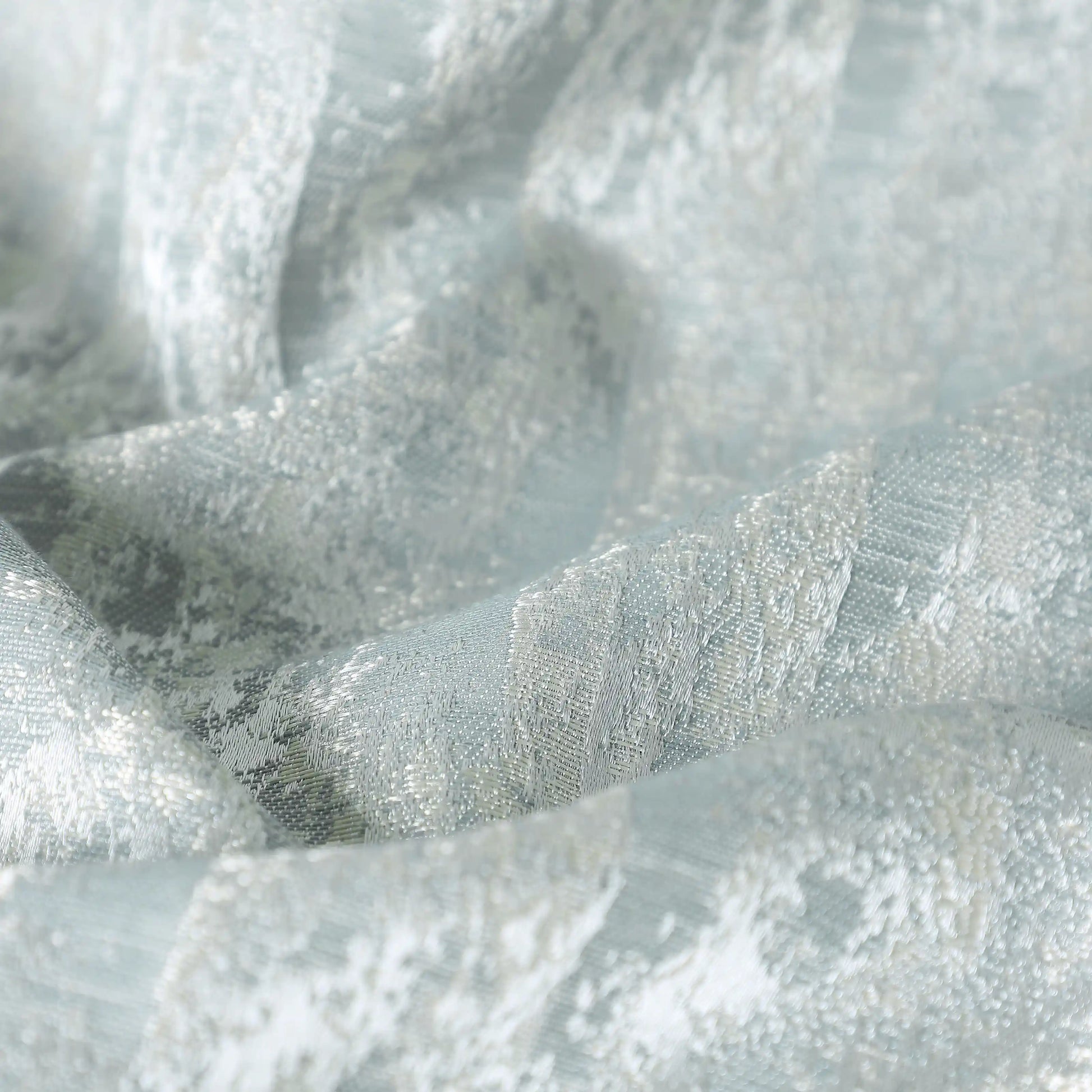 De Jacquard - Luxe Set Of 2 Jacquard Readymade Curtains | Prism Play Minty Wave / Window (5ft X 4.4ft)
