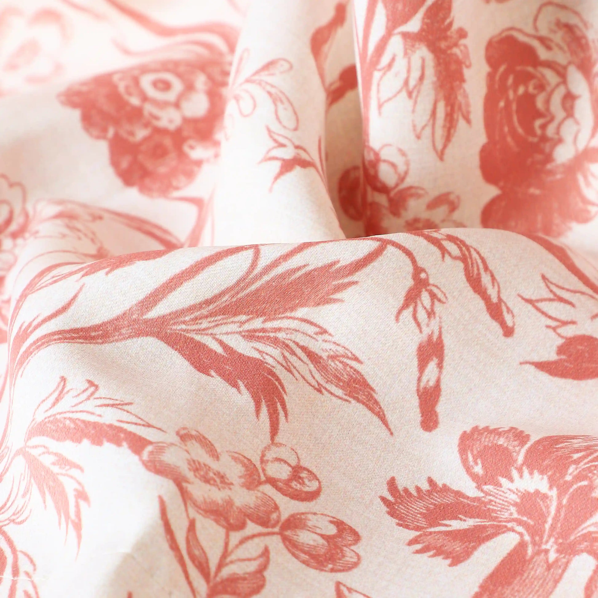 Bloomshire Classic Set Of 2 Printed Readymade Curtains | Shadow Bloom Smoky Rouge / Window (5ft X 4.4ft)
