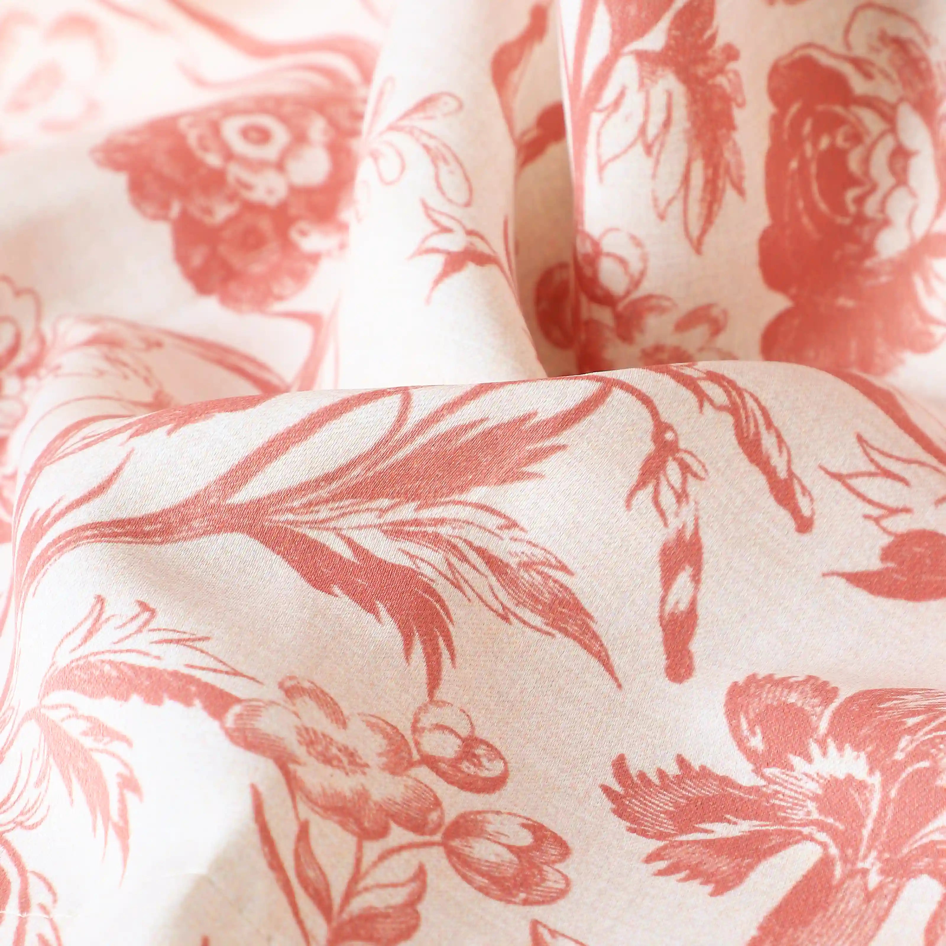 Bloomshire Classic Set Of 2 Printed Readymade Curtains | Shadow Bloom Smoky Rouge / Window (5ft X 4.4ft)
