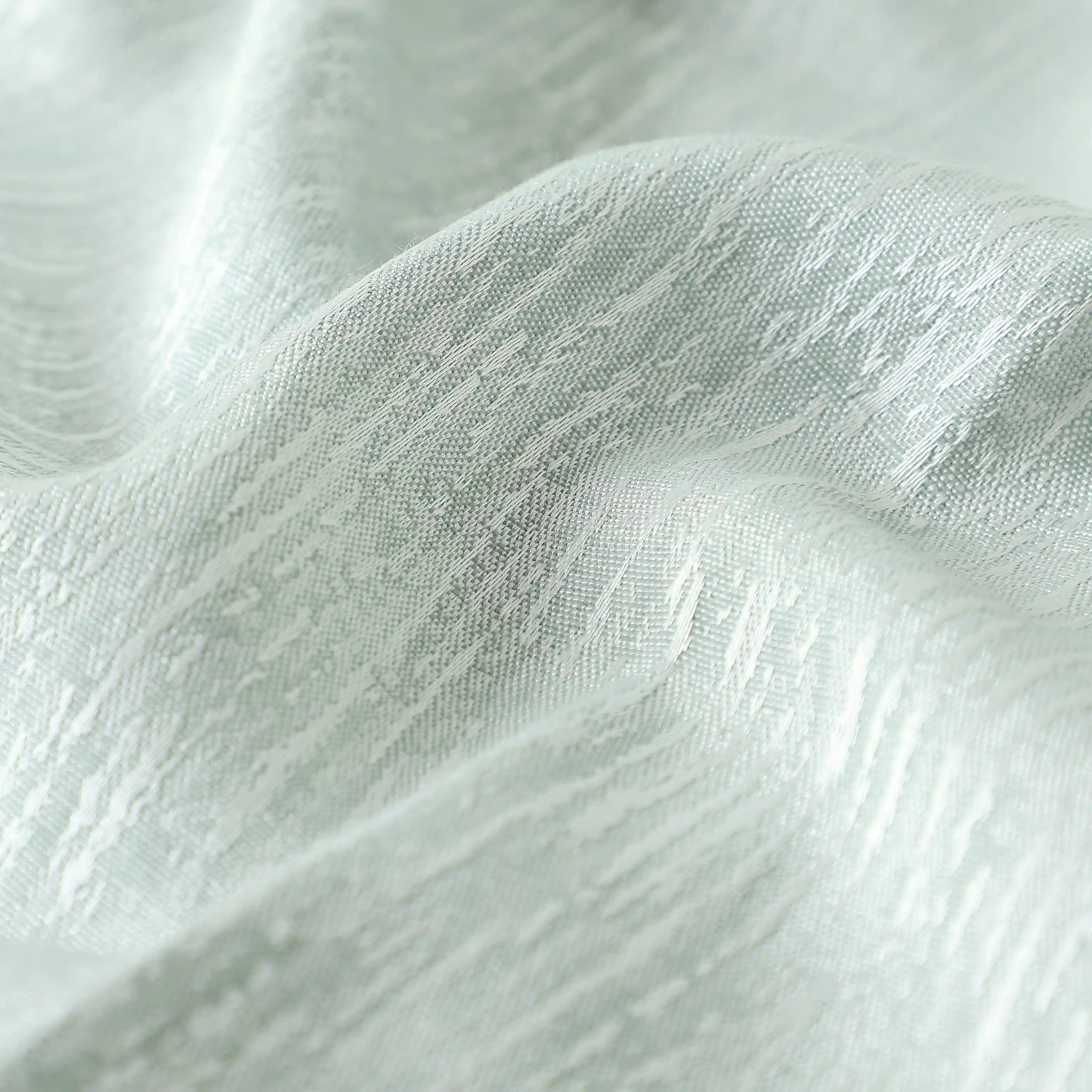 De Jacquard - Classic Set Of 2 Jacquard Readymade Curtains | Woodland Dreams Mint Lagoon / Door-XL (9ft X 4.4ft)