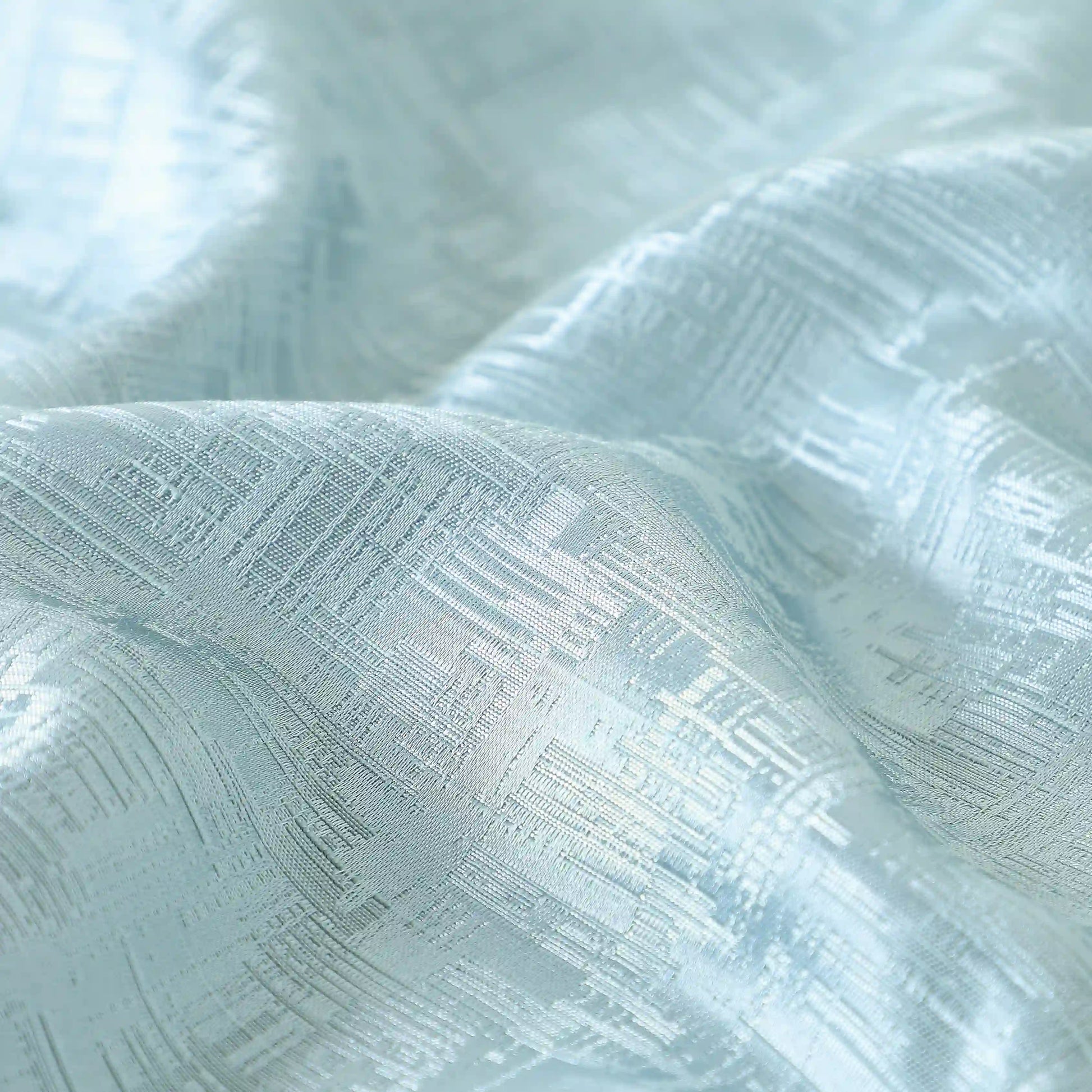 De Jacquard - Classic Set Of 2 Jacquard Readymade Curtains | Textured tales Ocean Haze / Window (5ft X 4.4ft)