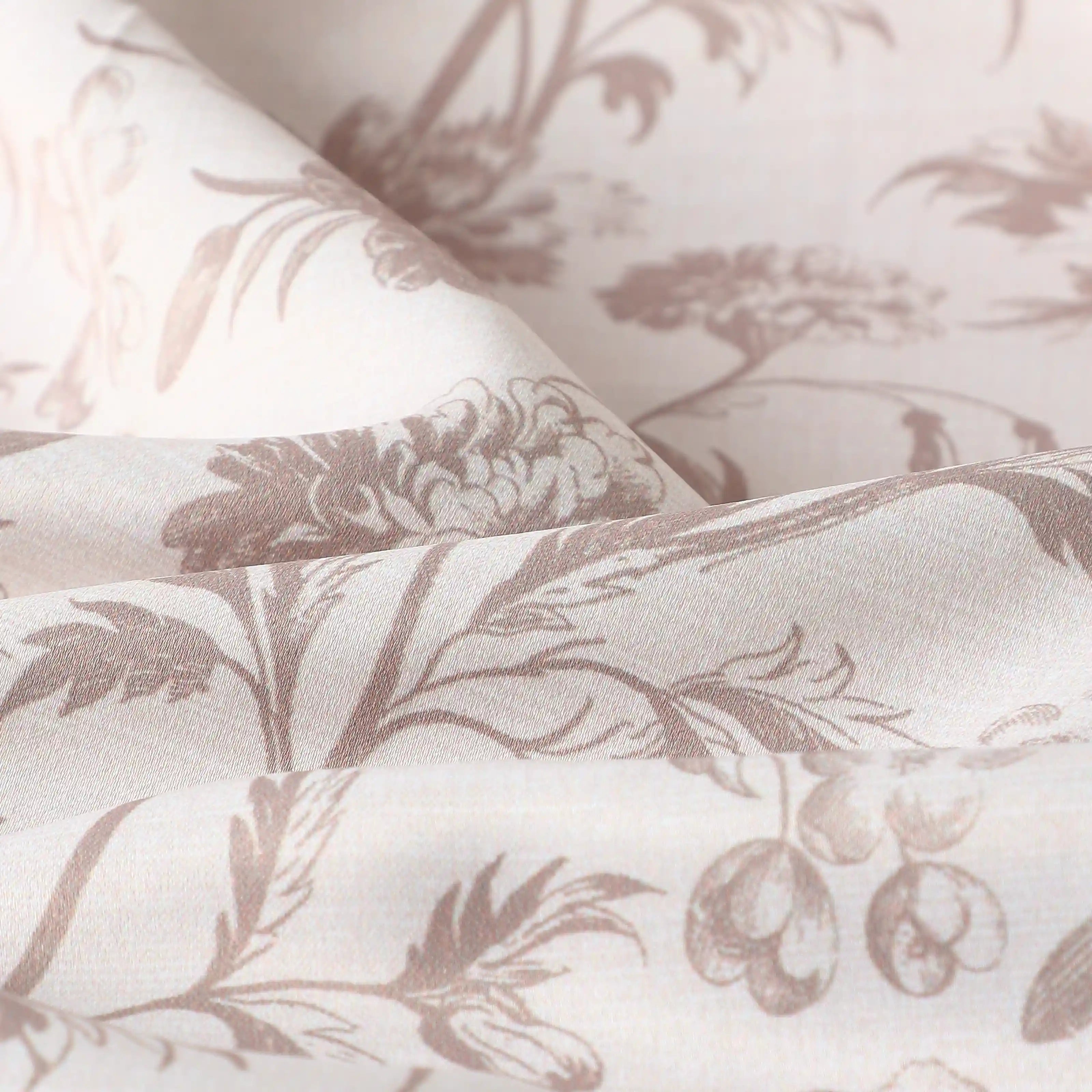 Bloomshire Classic Set Of 2 Printed Readymade Curtains | Shadow Bloom Walnut / Door (7ft X 4.4ft)