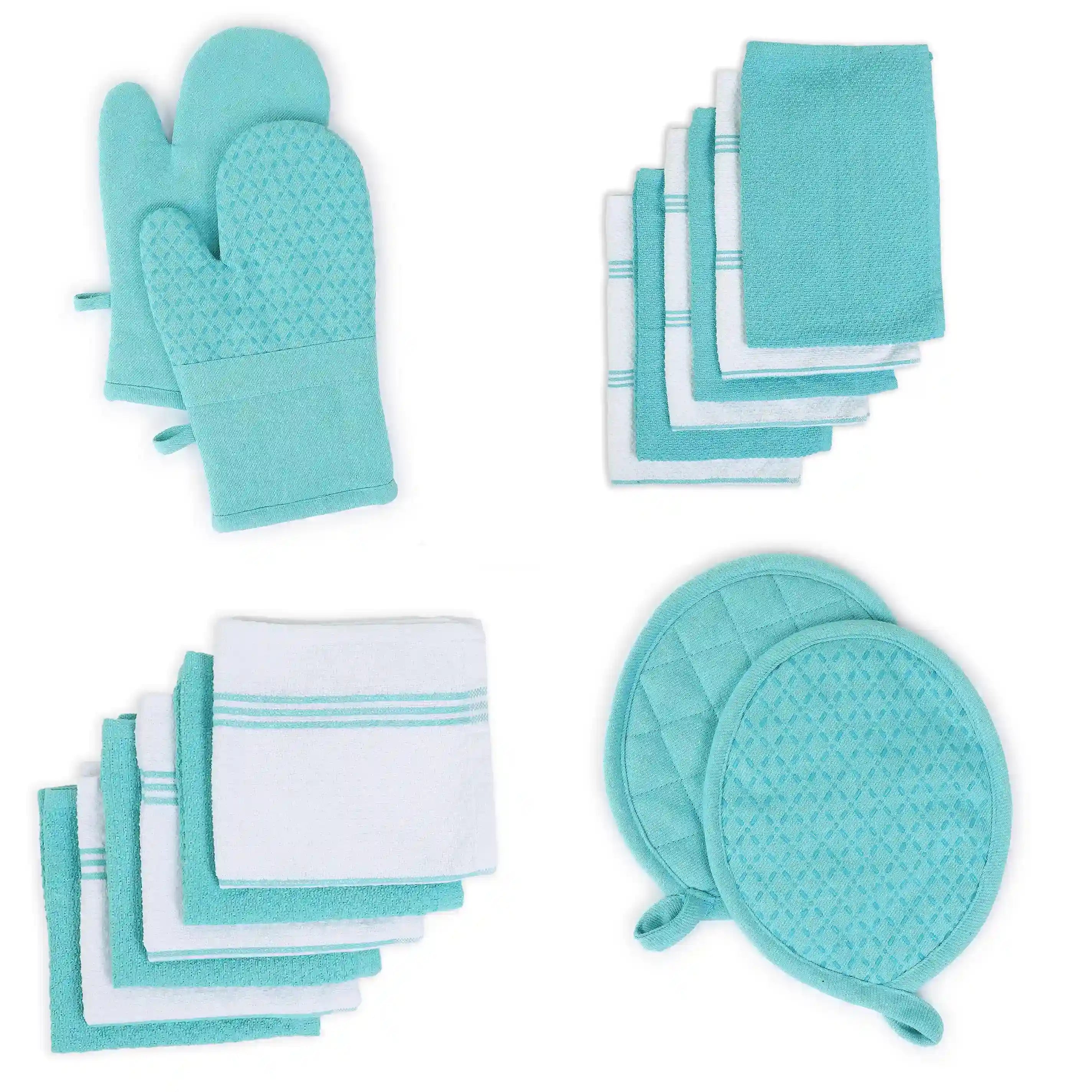 Kaleida 16-Piece Kitchen Linen Set Celeste Ceremonies