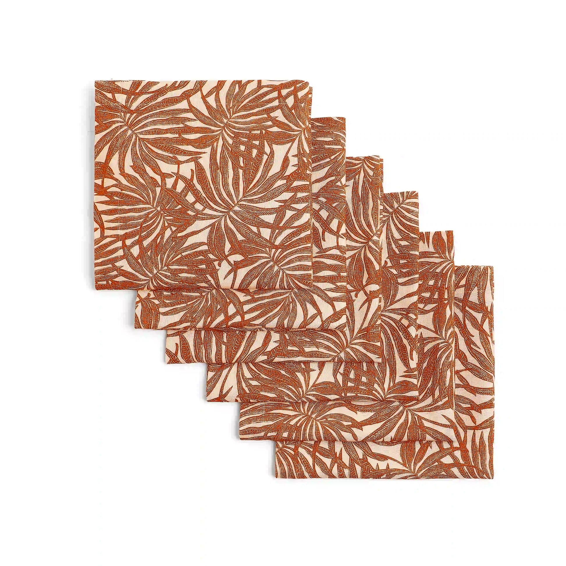 Nonna's Home 100% Cotton Table Napkin Set Coppery Ferns / Pack of 6