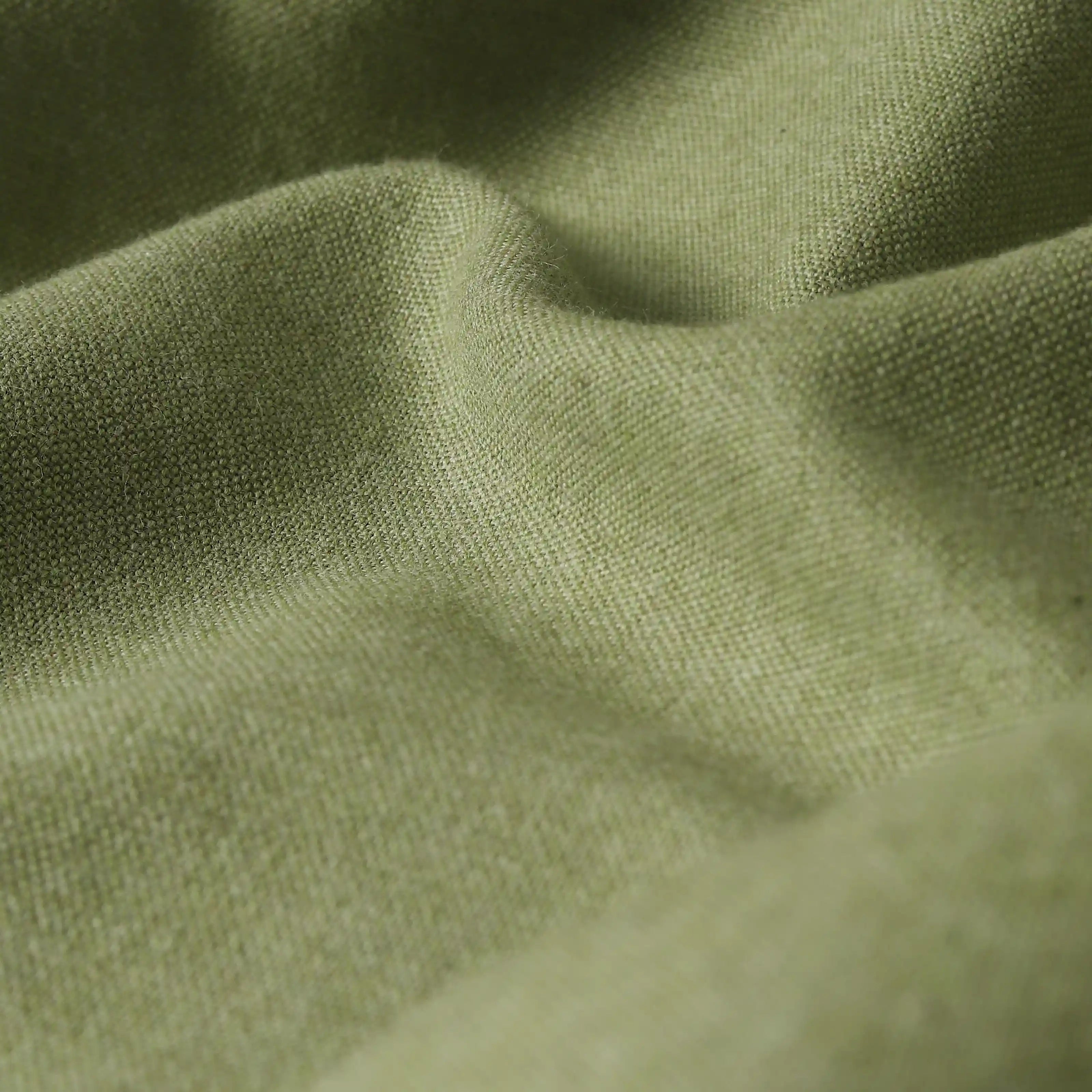 Pelushe Set Of 2 100% Cotton Solid Readymade Curtains | Everyday Hues Soft Moss / Window (5ft X 4.4ft)