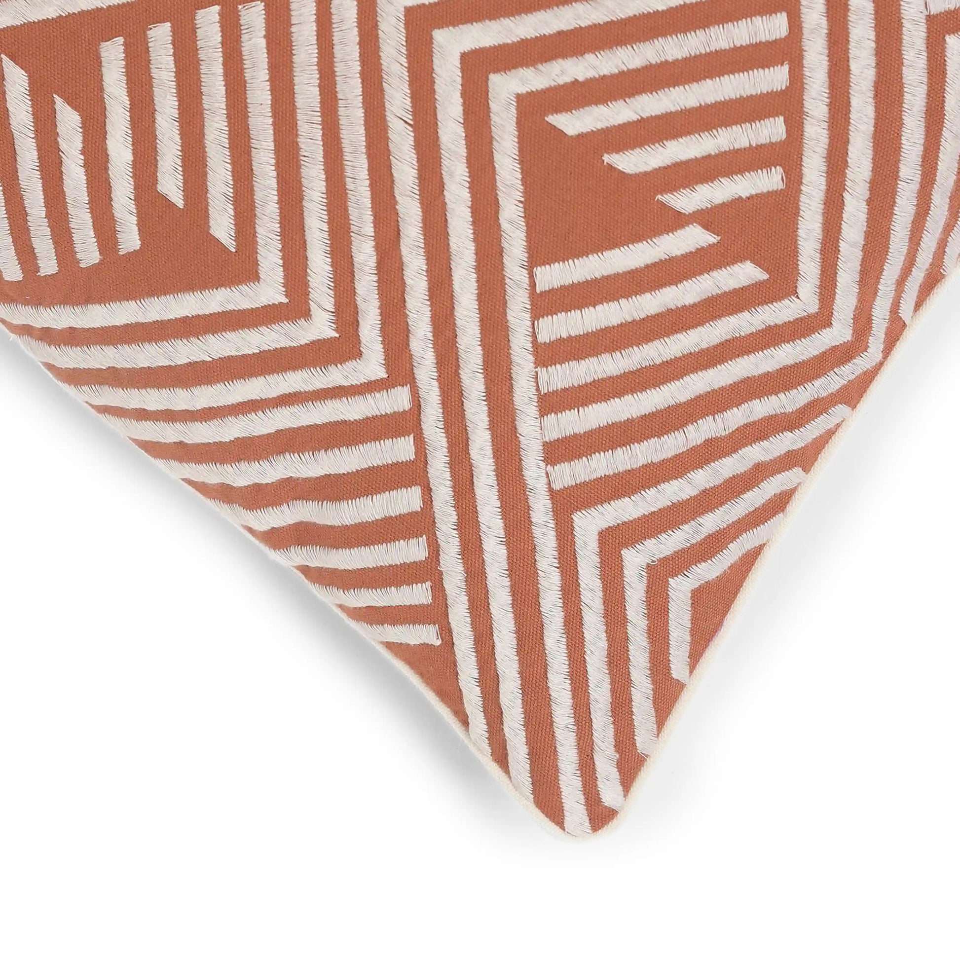 Espricia Embroidered Cushion Cover | Tile & Thread Burnt Orange / Cushion Cover (51cm x 51cm)