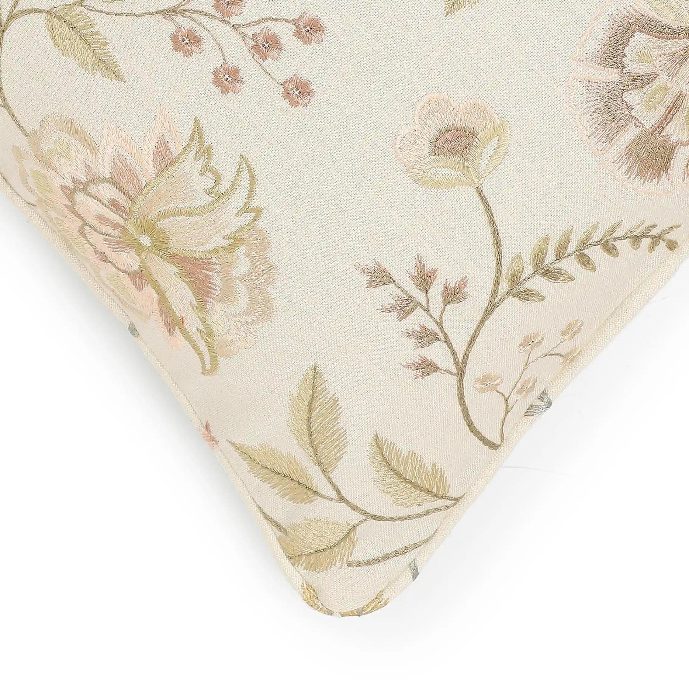 Estrella Embroiderd Cushion Cover | Garden Muse Light Beige / Cushion Cover (51cm x 51cm)