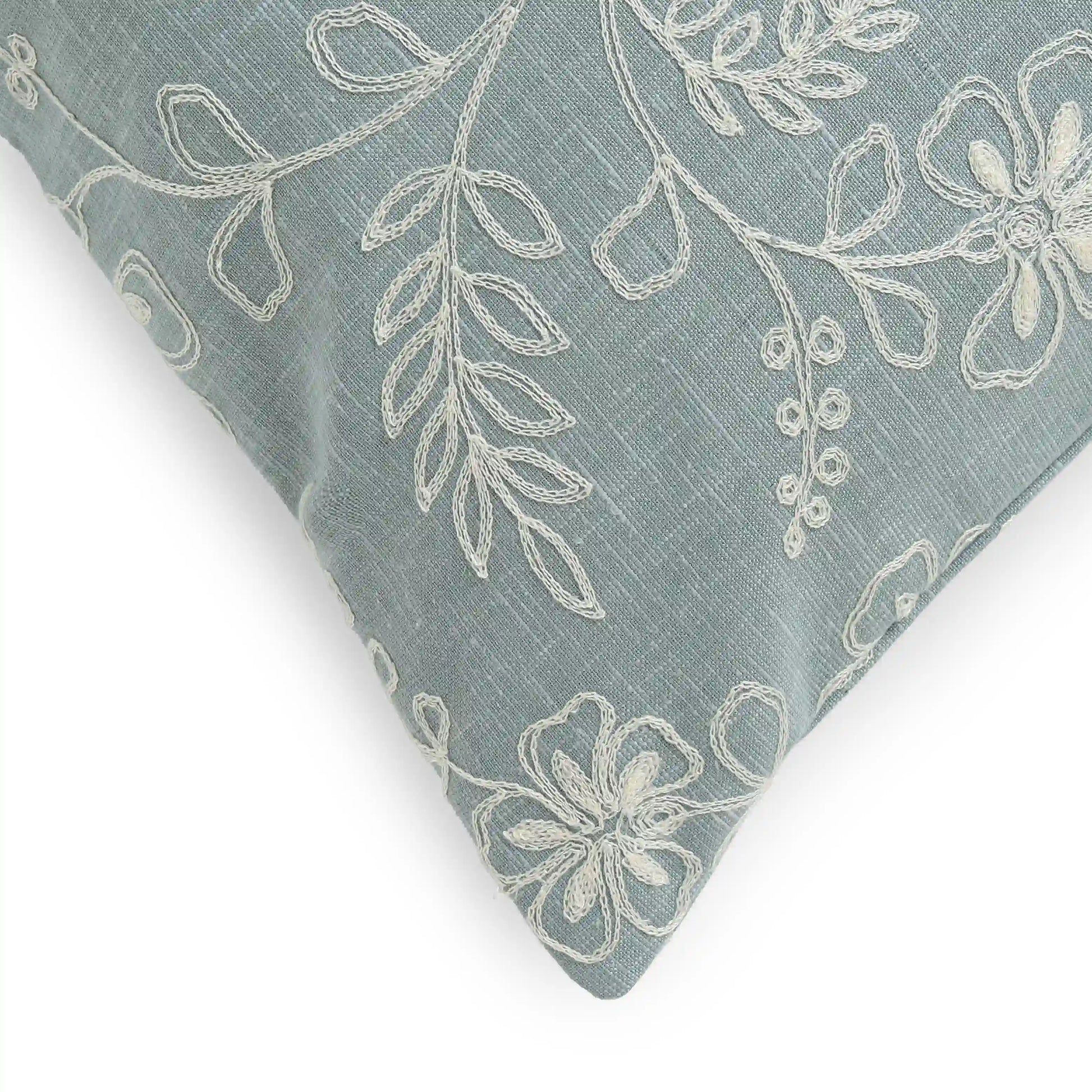 Vissencia Embroidered Cushion Cover | Floral Threads Light Blue / Cushion Cover (41cm x 41cm)