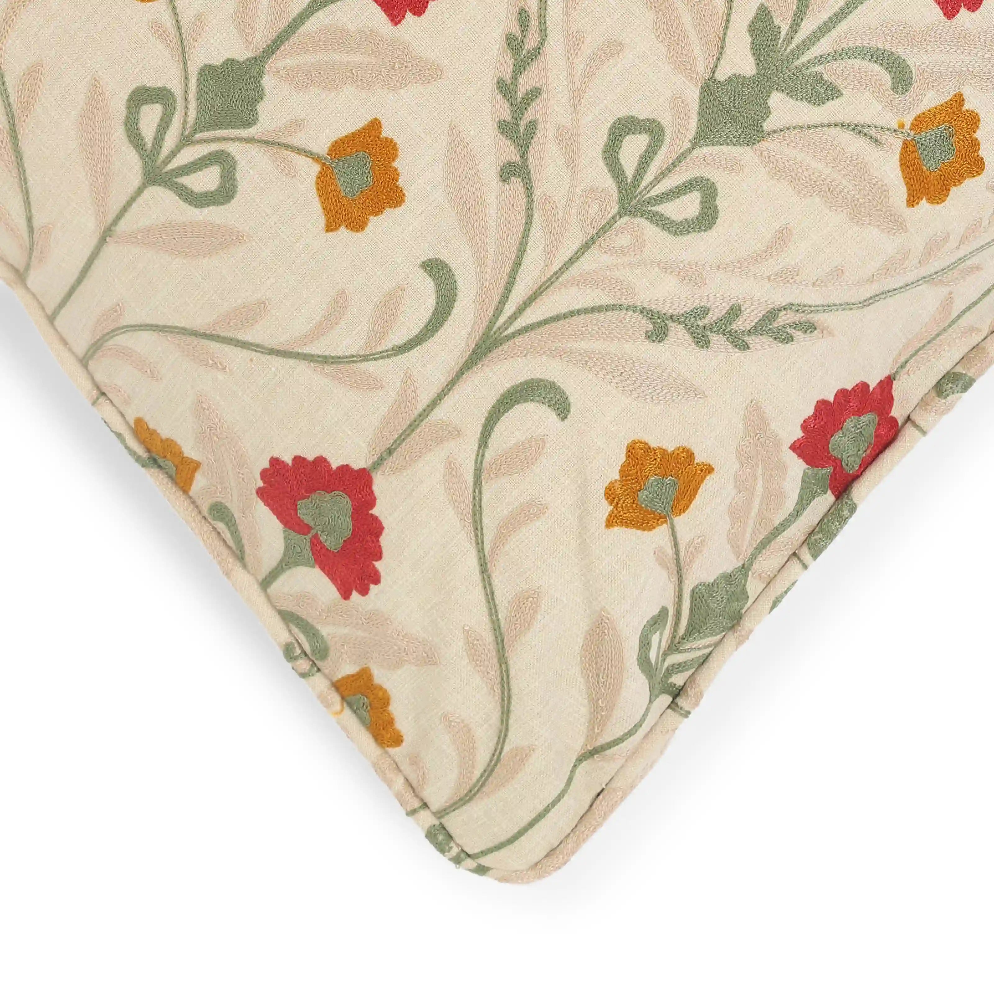 Espricia Embroidered Cushion Cover | Saanjh Merlot / Cushion Cover (51cm x 51cm)