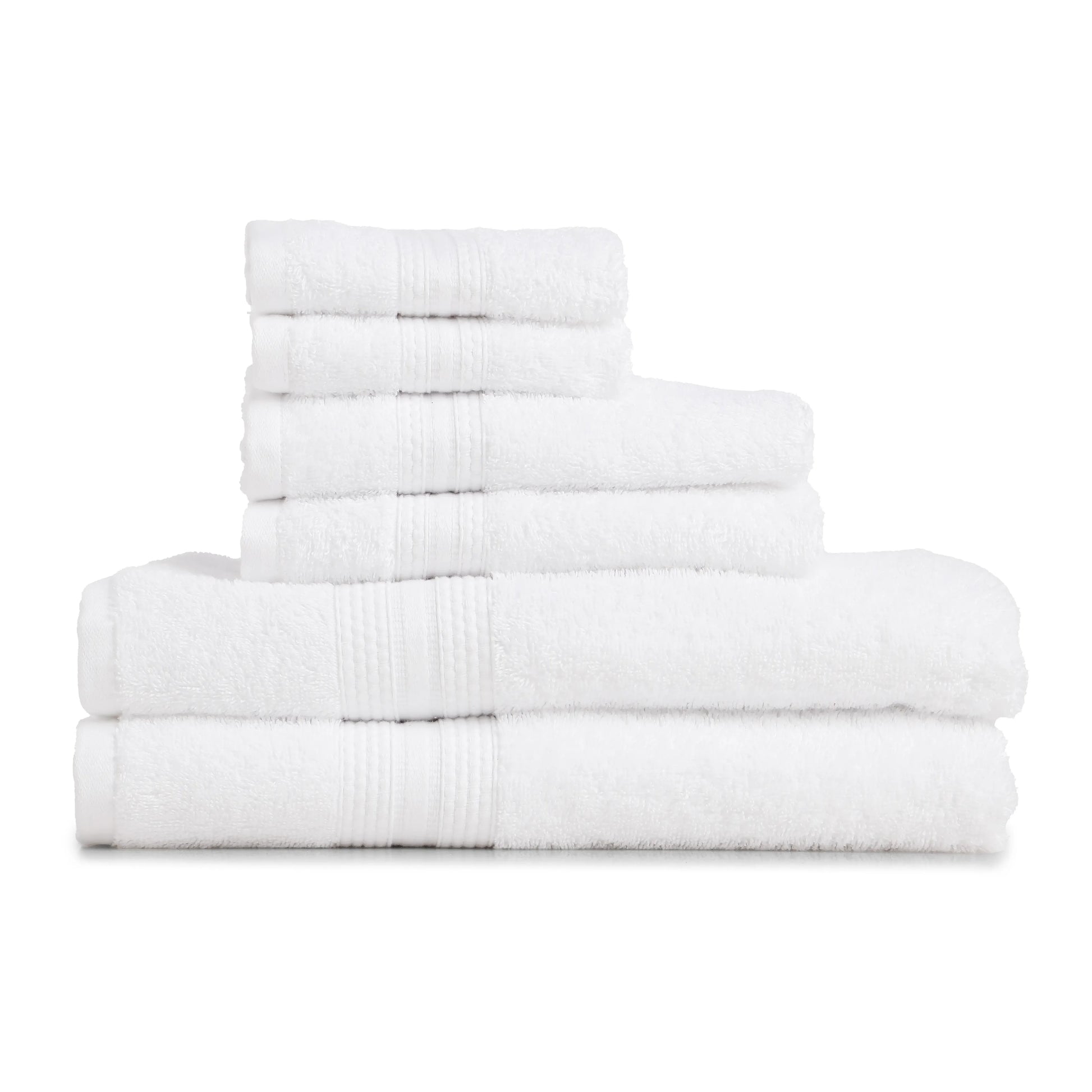 Paleto | Everyday Essentials Absorbent Ring Spun Cotton 6 Piece Terry Towel Set | Set of Bath, Hand & Face Towels Optical White / 6 Piece Set
