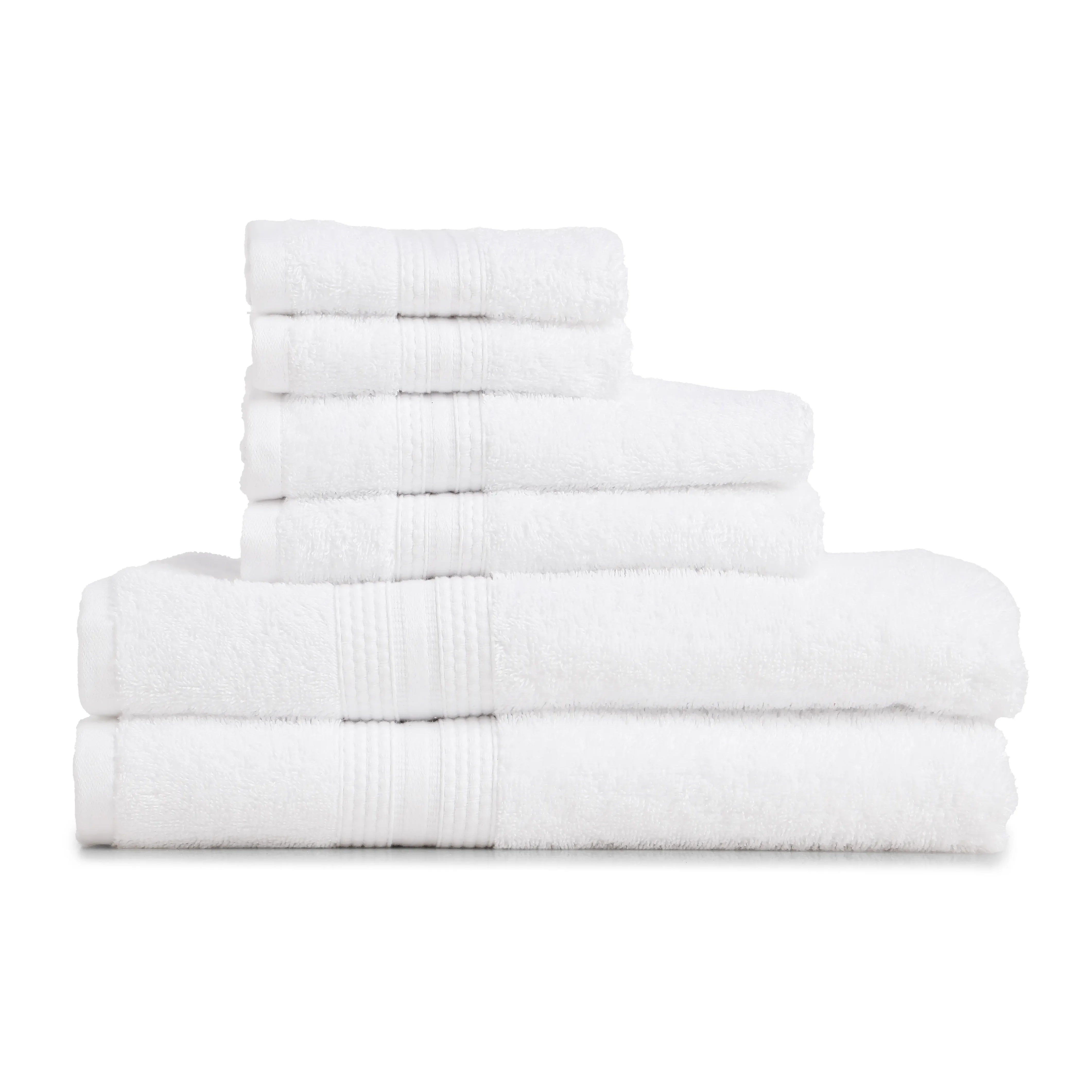 Paleto | Everyday Essentials Absorbent Ring Spun Cotton 6 Piece Terry Towel Set | Set of Bath, Hand & Face Towels Optical White / 6 Piece Set