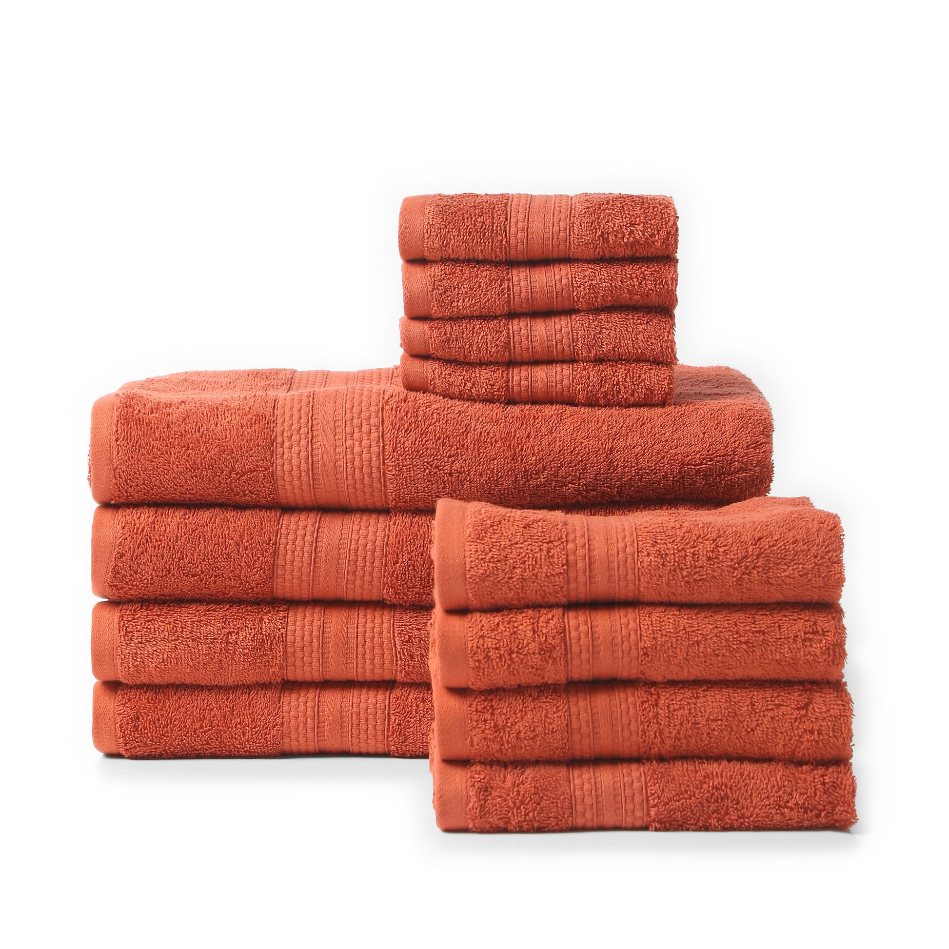 Paleto 100% Cotton Towel Set - Pack Of 12 Burnt Red / 12 Piece Set