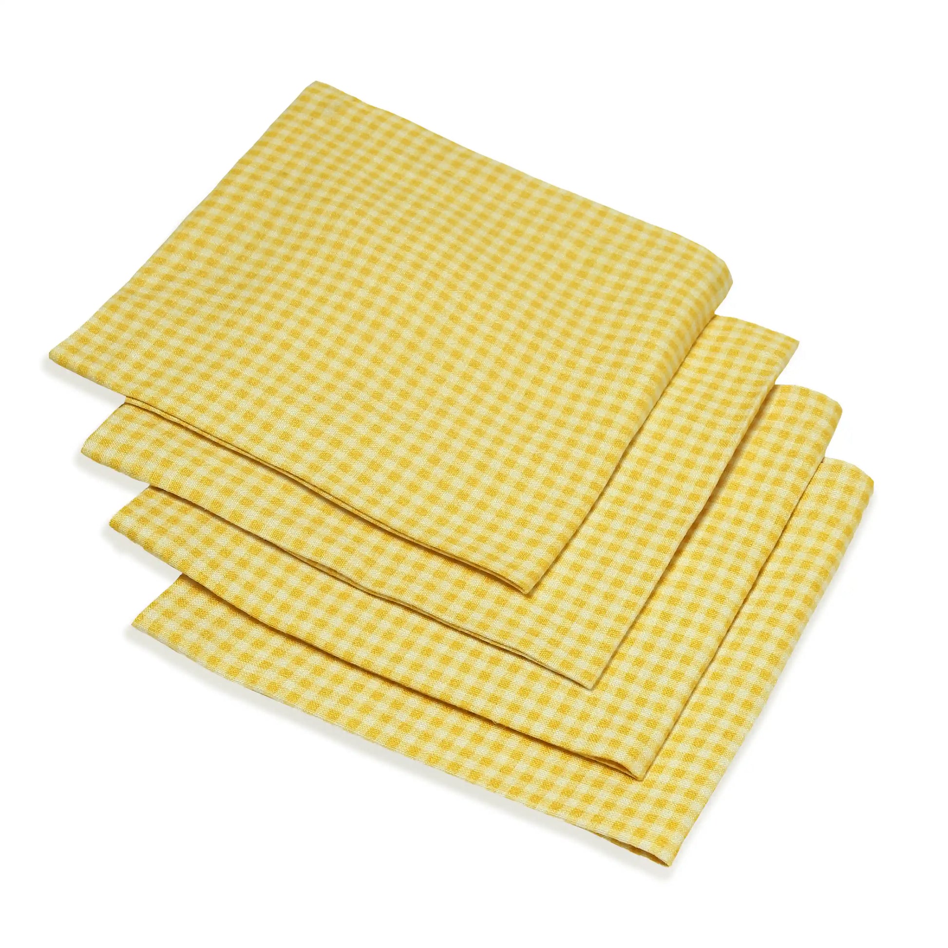 Nonna's Home 100% Cotton Table Napkin Set Small Turmeric Gingham / Pack of 4