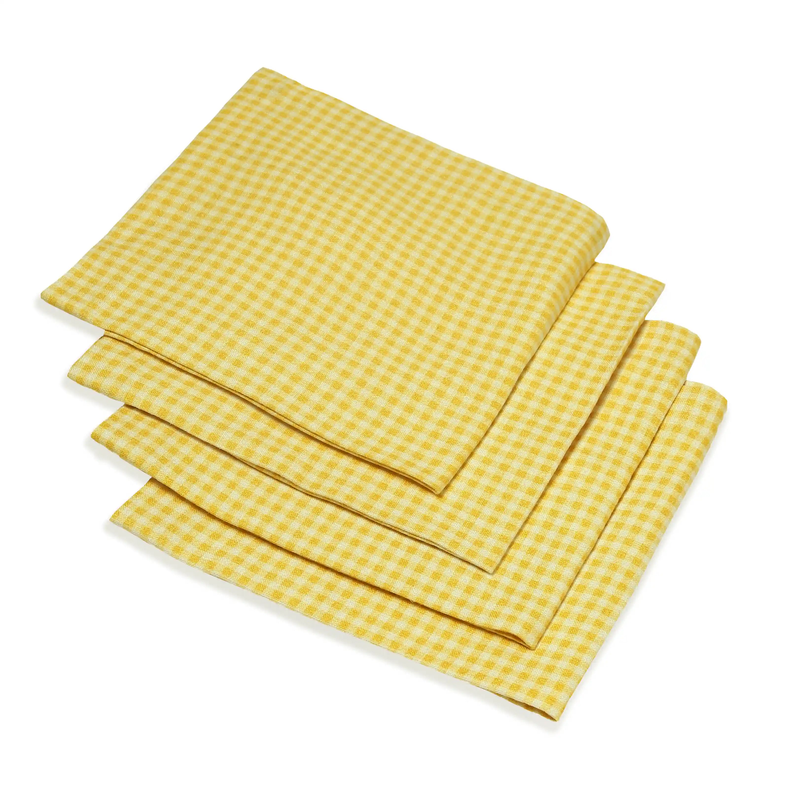 Nonna's Home 100% Cotton Table Napkin Set Small Turmeric Gingham / Pack of 4