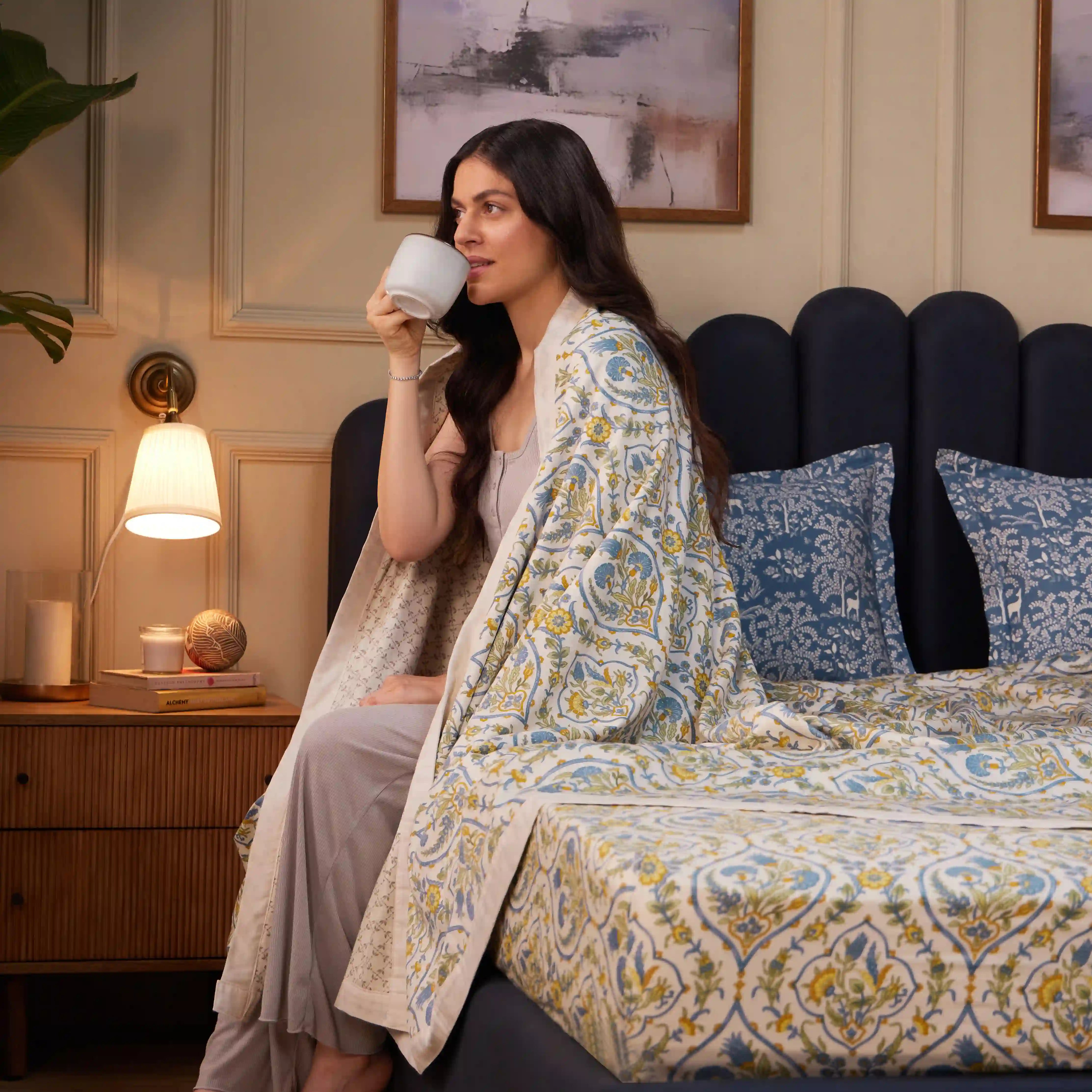 Fergana 100% Cotton Dohar Yellow Bloom / Double