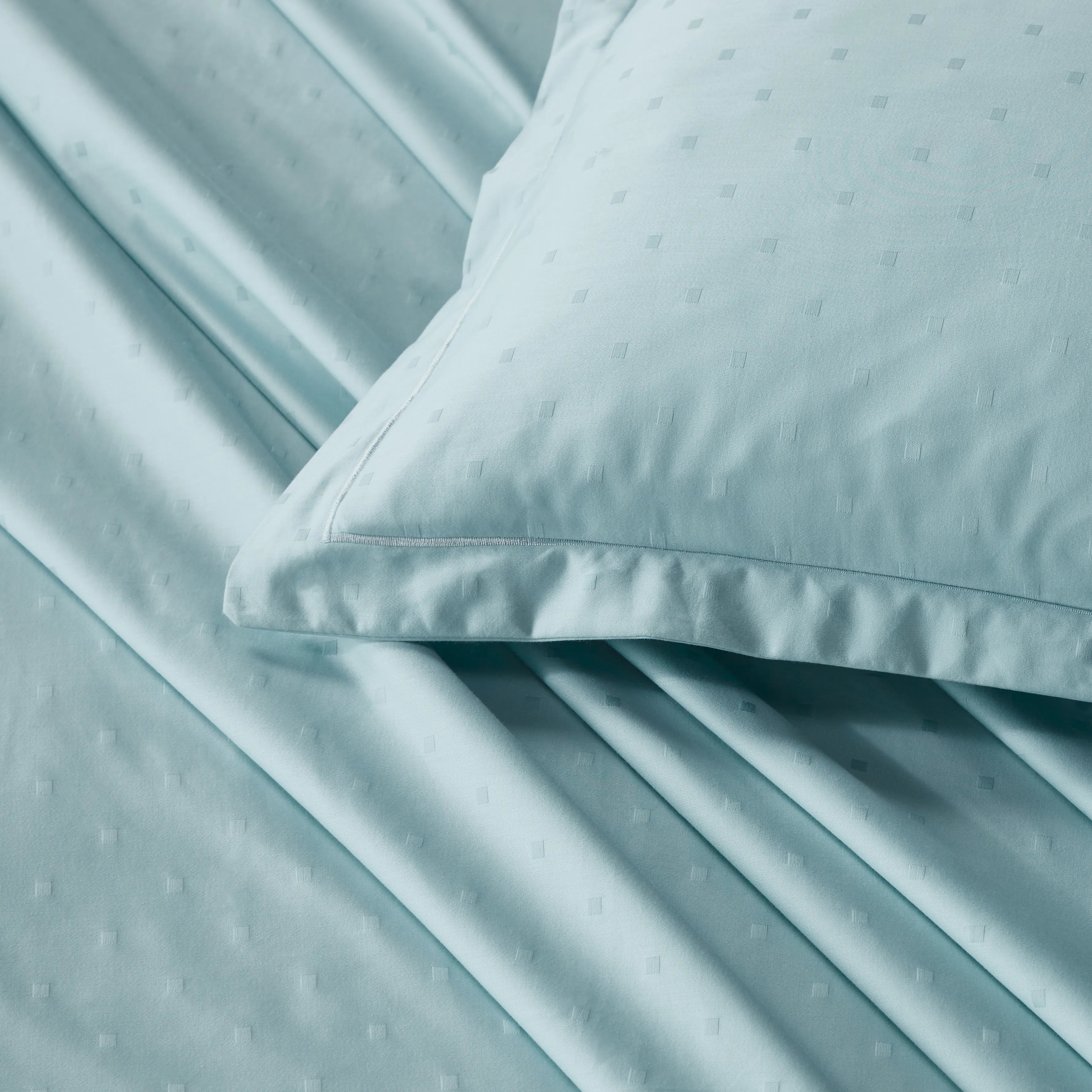 Ricaso | 1000TC Egyptian Cotton Swiss Dot Super Soft Fitted Sheet Set | Pillow Cover with Merrow Hem Treatment Blue Sky / King