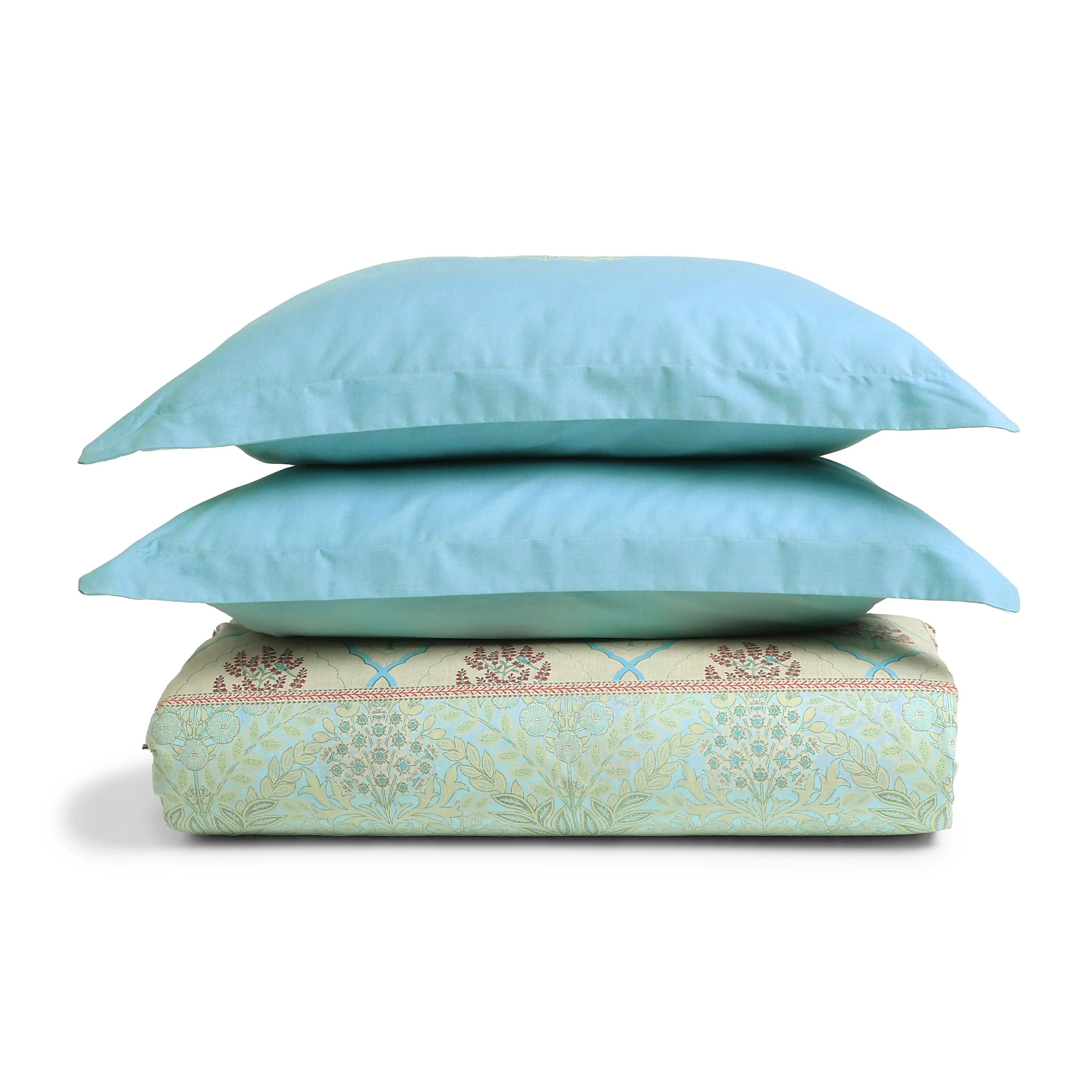 Chippa Lane | Contemporary Indian Print Design Cotton Bedsheet Set-Sage Bloom Sage Bloom / Double