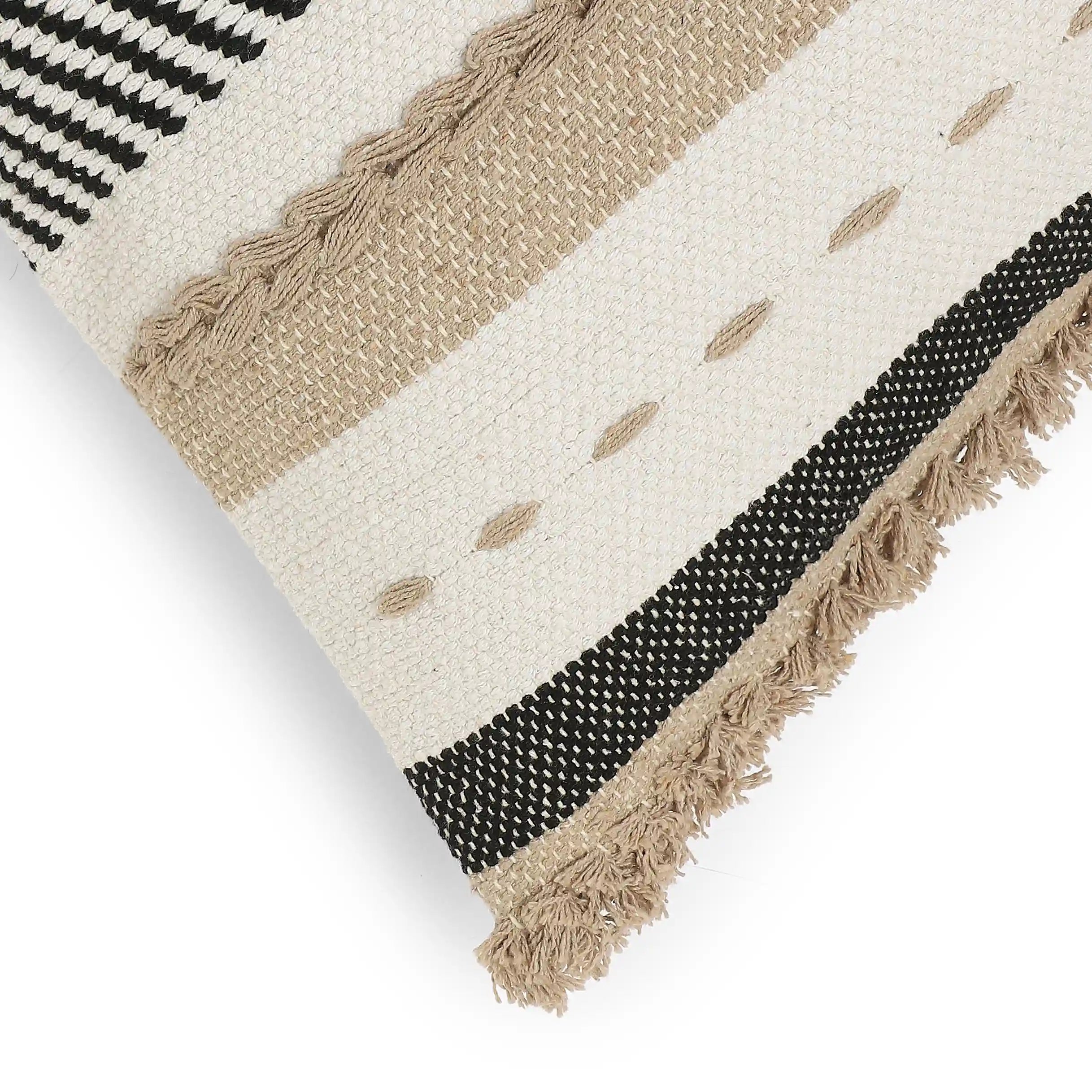 Vissencia 100% Cotton Woven Cushion Cover | Boho Bliss Sand / Cushion Cover (41cm x 41cm)