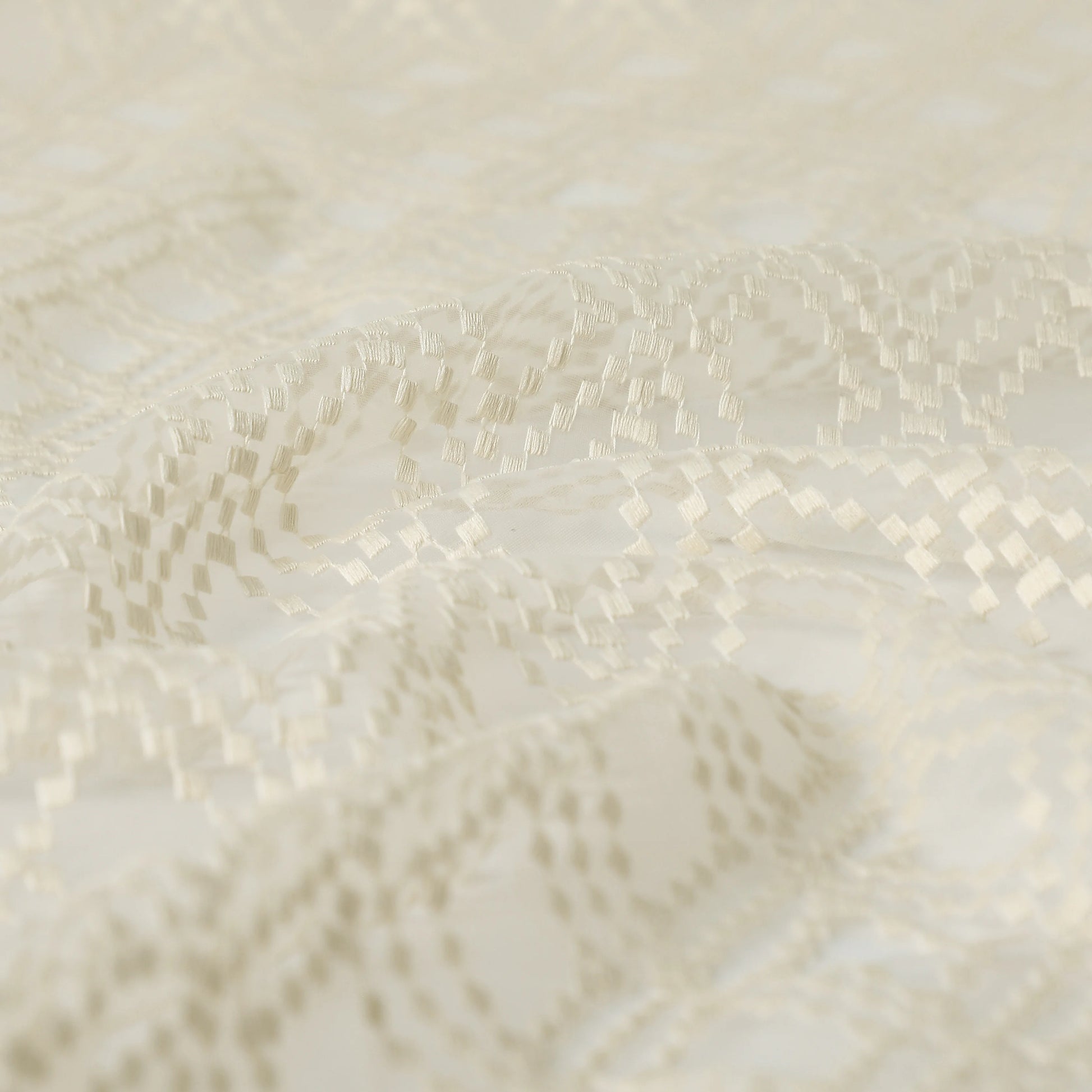 Velina Set Of 2 Embroidered Sheer Readymade Curtains | Boho Mirage Almond Whip / Door (3.60ft X 7.22ft)