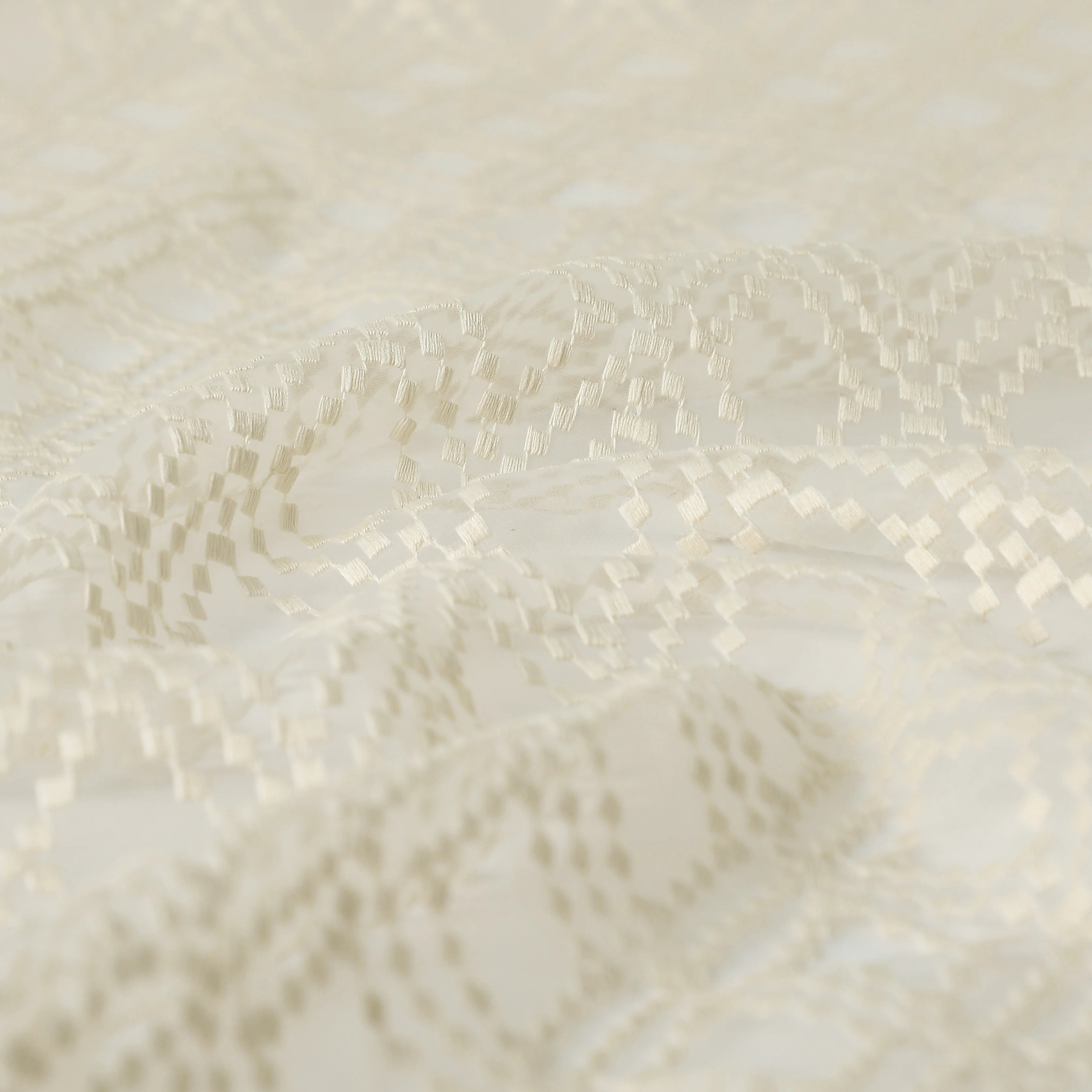Velina Set Of 2 Embroidered Sheer Readymade Curtains | Boho Mirage Almond Whip / Door (3.60ft X 7.22ft)