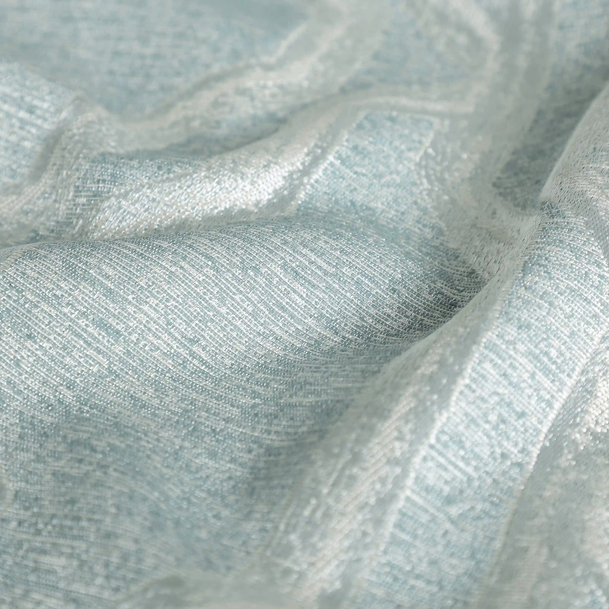 De Jacquard - Classic Set Of 2 Jacquard Readymade Curtains | Abstract Flow Aqua / Door (7ft X 4.4ft)