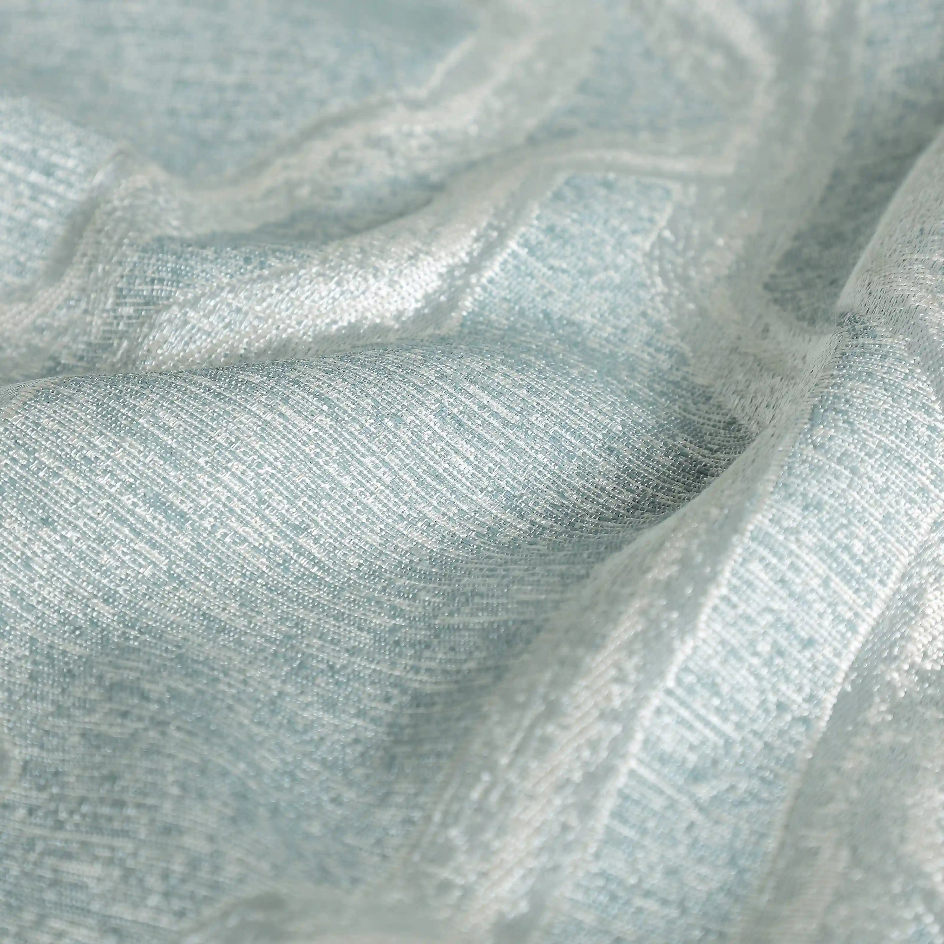 De Jacquard - Classic Set Of 2 Jacquard Readymade Curtains | Abstract Flow Aqua / Door (7ft X 4.4ft)