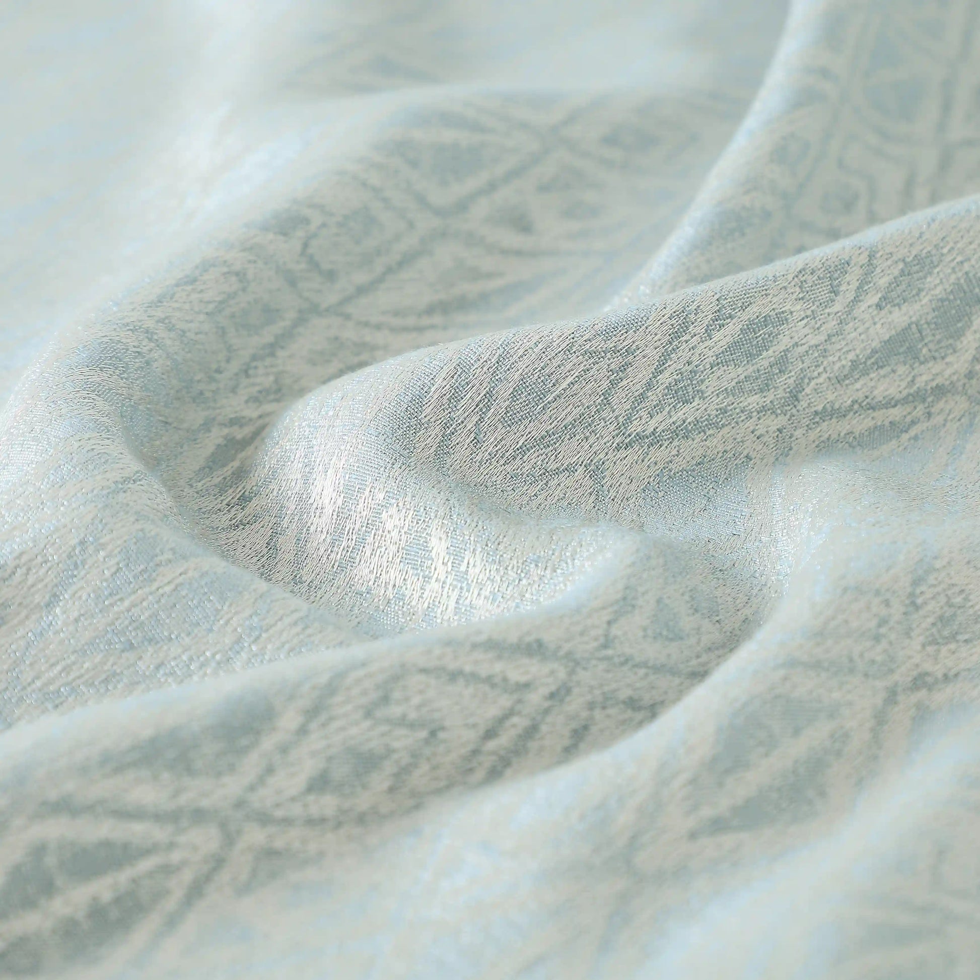De Jacquard - Classic Set Of 2 Jacquard Readymade Curtains | Cozy Diamonds Sky / Door (7ft X 4.4ft)
