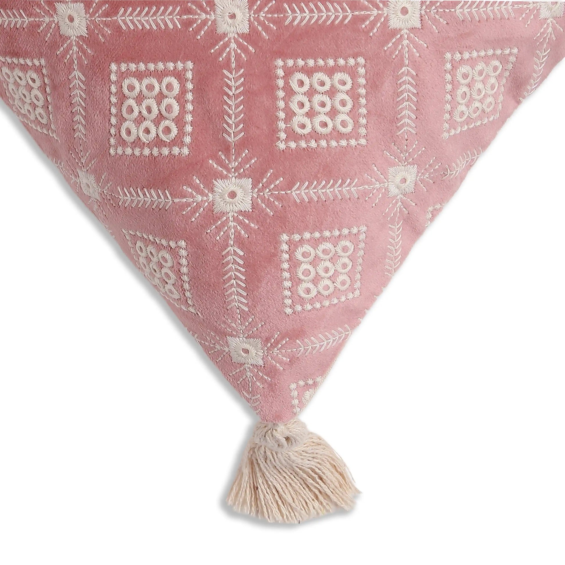 Vissencia Embroidered Cushion Cover | Tana Bana Pink / Cushion Cover (51cm x 51cm)