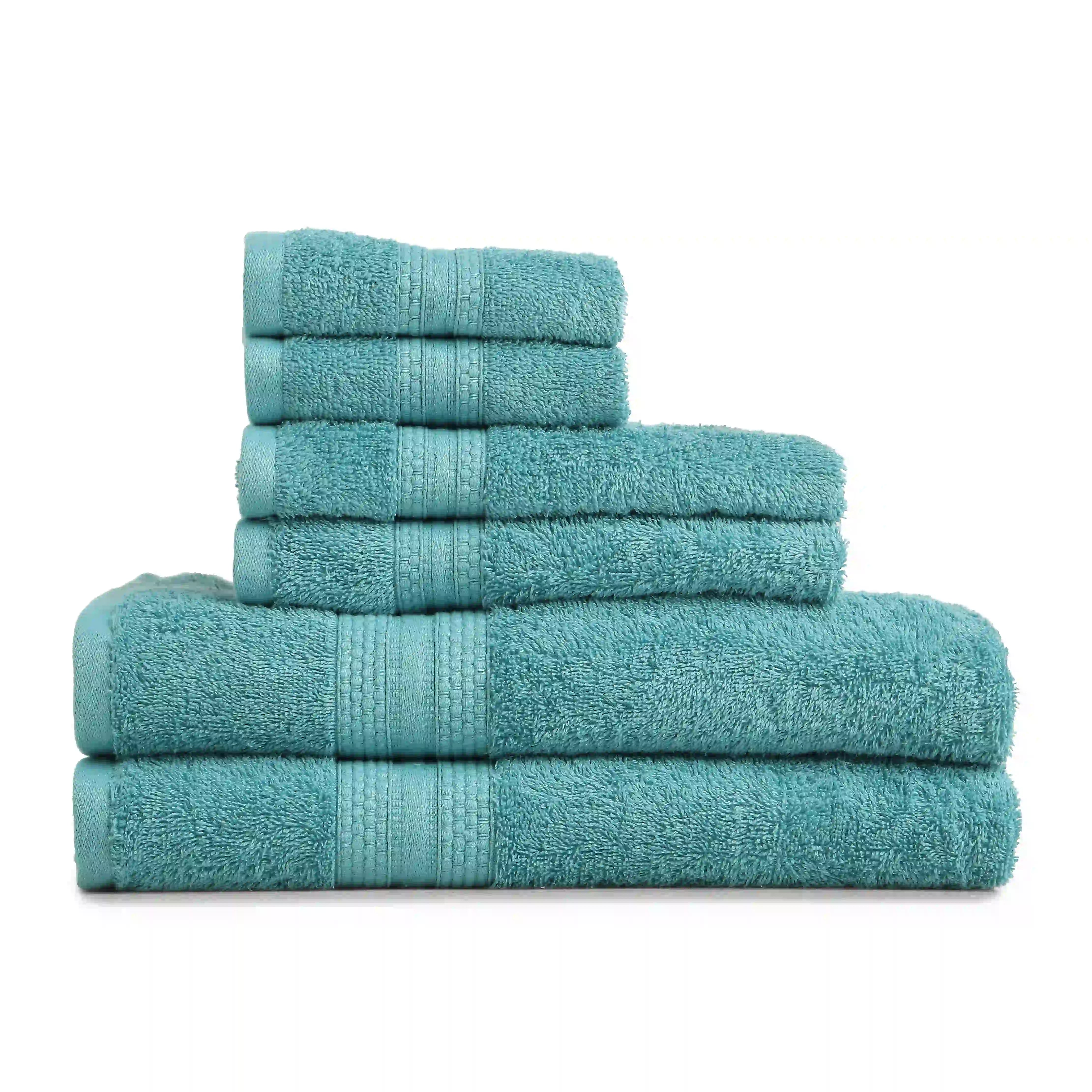 Paleto | Everyday Essentials Absorbent Ring Spun Cotton 6 Piece Terry Towel Set | Set of Bath, Hand & Face Towels Teal / 6 Piece Set