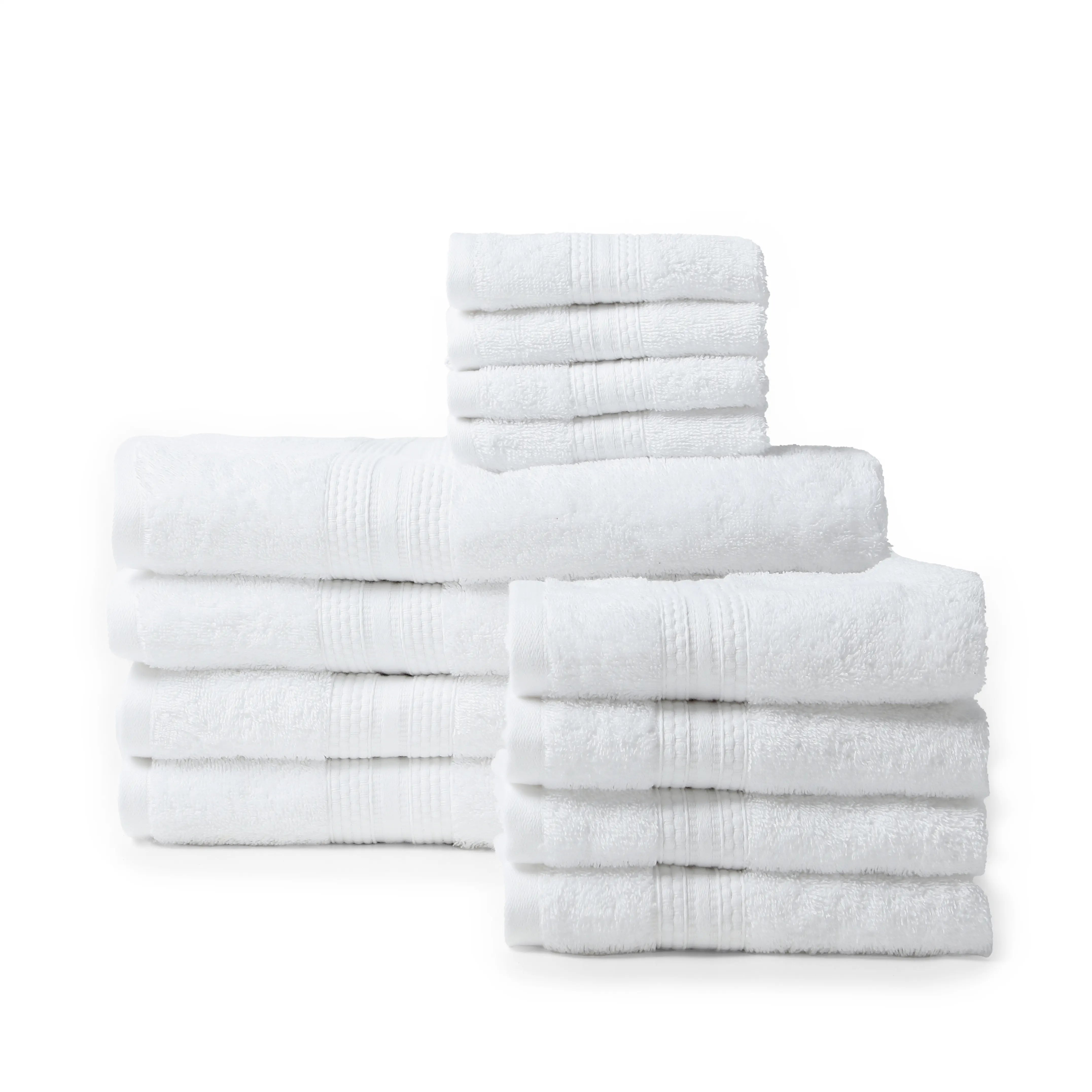 Paleto 100% Cotton Towel Set - Pack Of 12 Optical White / 12 Piece Set