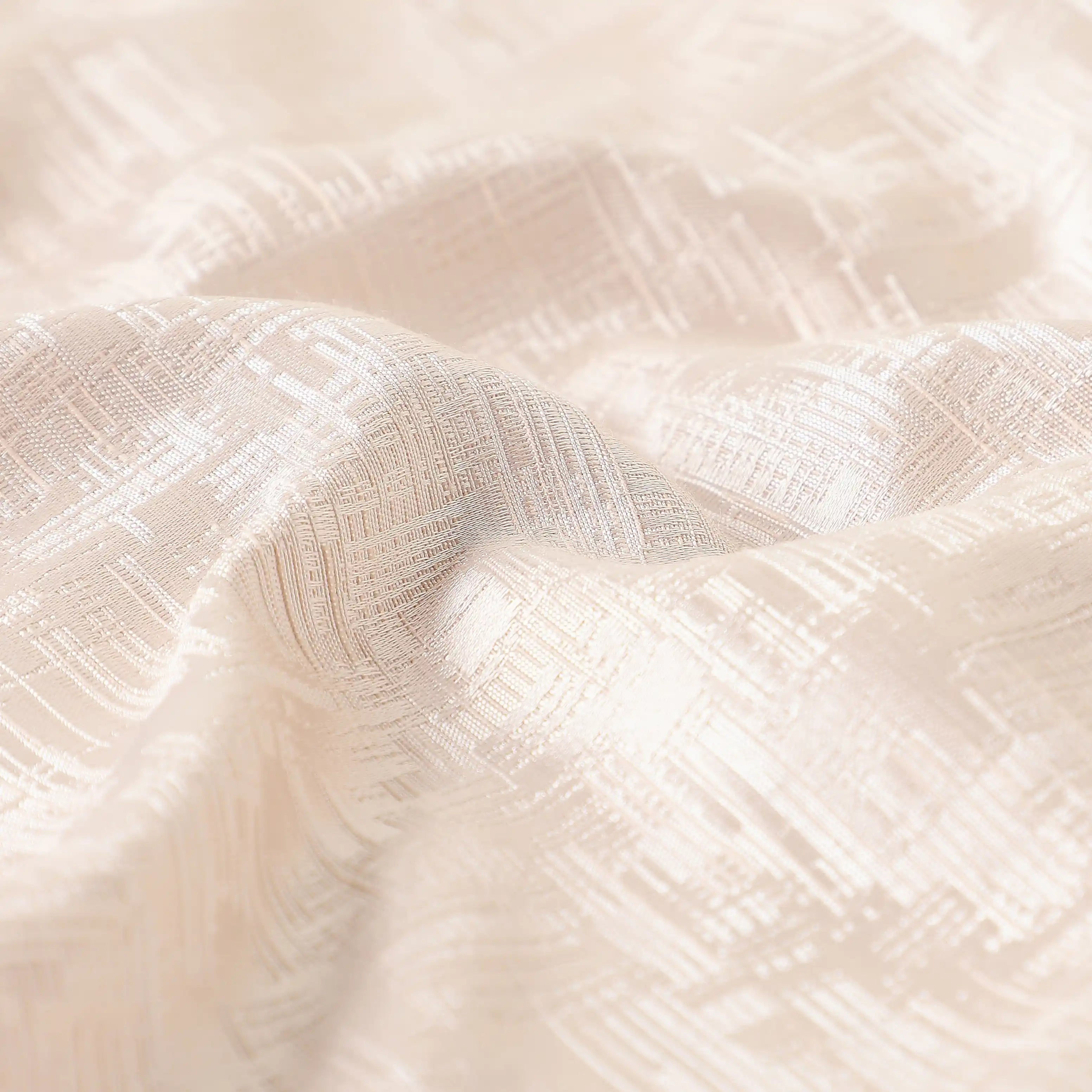 De Jacquard - Classic Set Of 2 Jacquard Readymade Curtains | Textured tales Blush / Window (5ft X 4.4ft)