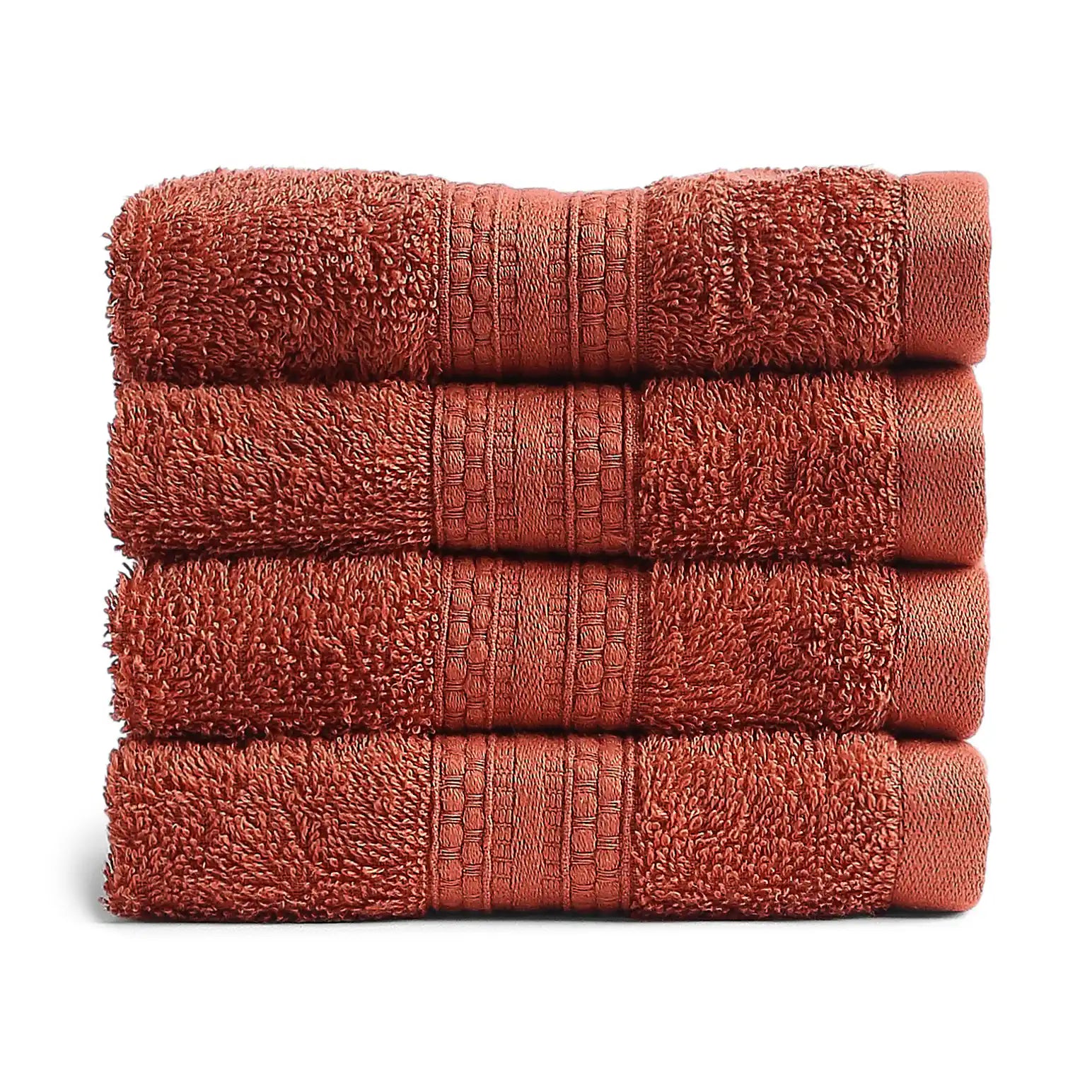 Paleto 100% Cotton Face Towel - Pack Of 4 Burnt Red / Face Towel (30cm x 30cm)