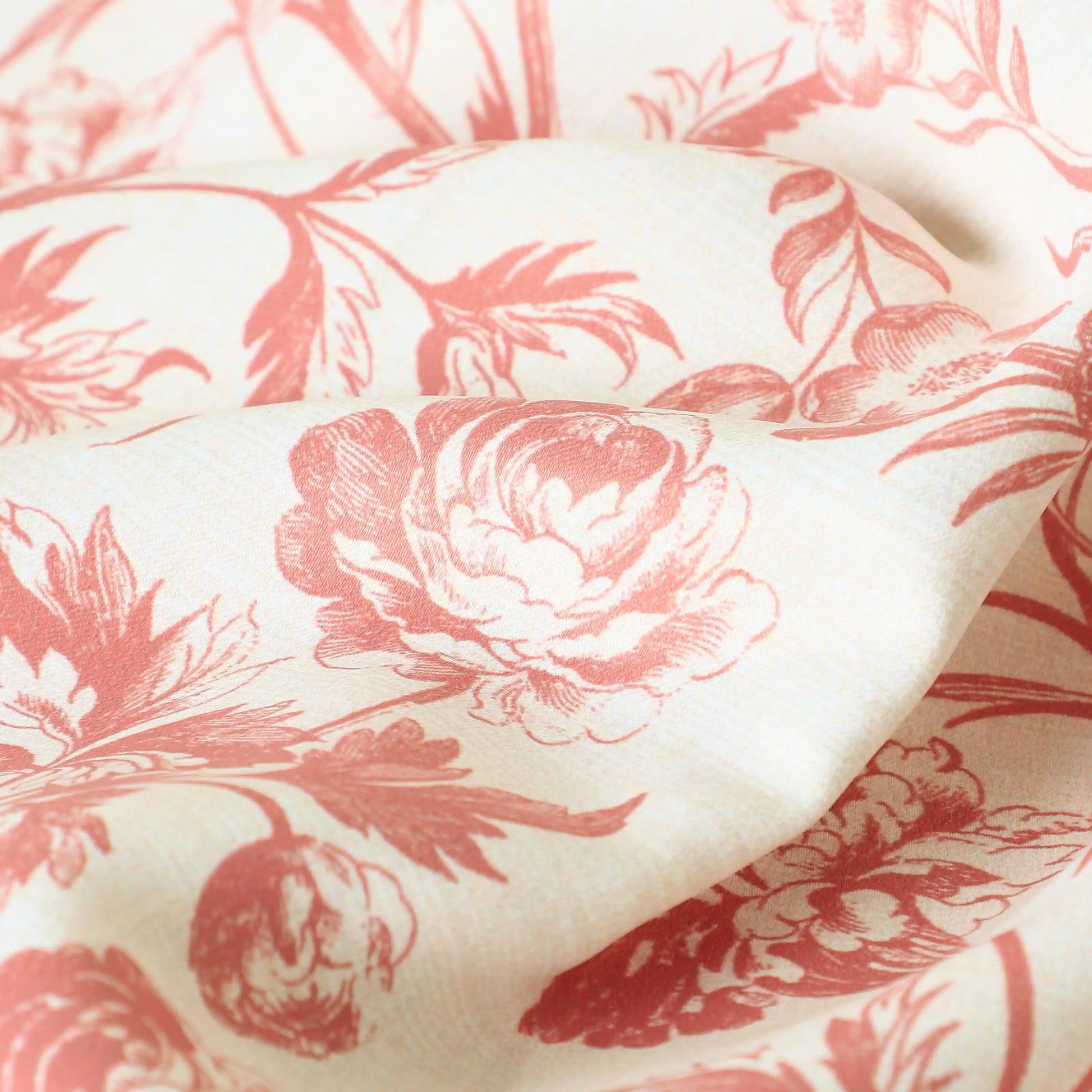 Bloomshire Classic Set Of 2 Printed Readymade Curtains | Shadow Bloom Smoky Rouge / Door (7ft X 4.4ft)