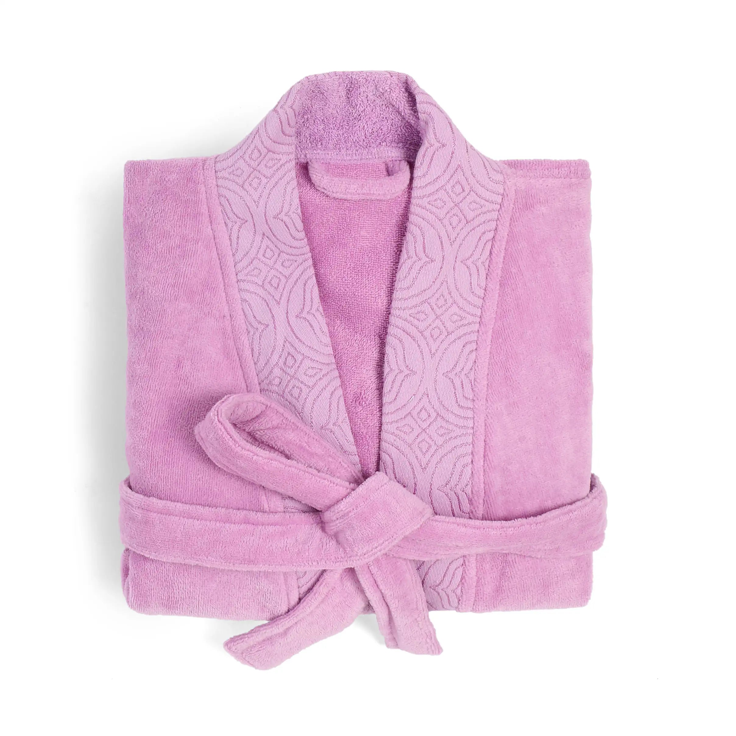 De Jacquard 100% Cotton Bathrobe Lavender / Medium