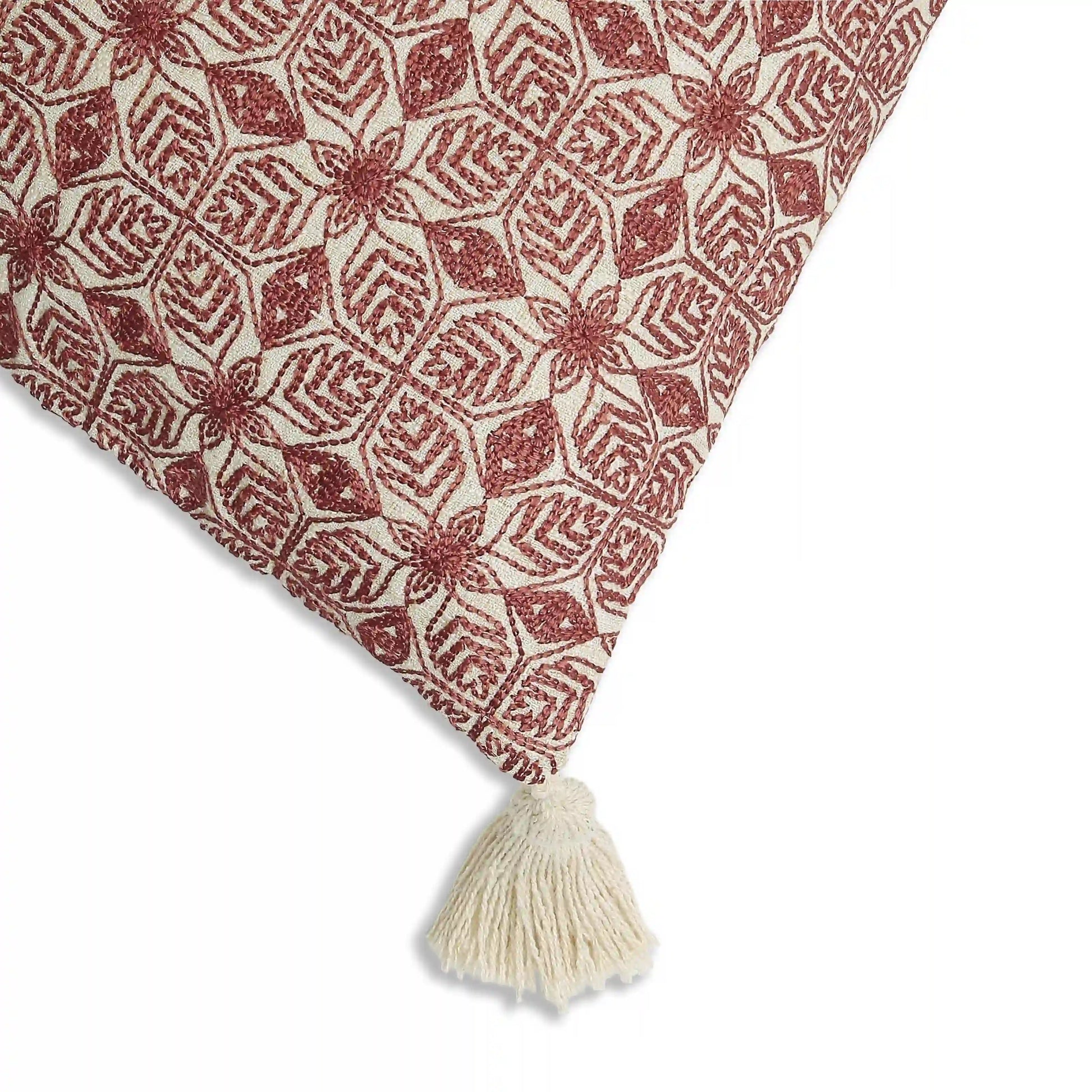 Espricia Embroidered Cushion Cover | Jharokha Scarlet Blaze / Cushion Cover (41cm x 41cm)