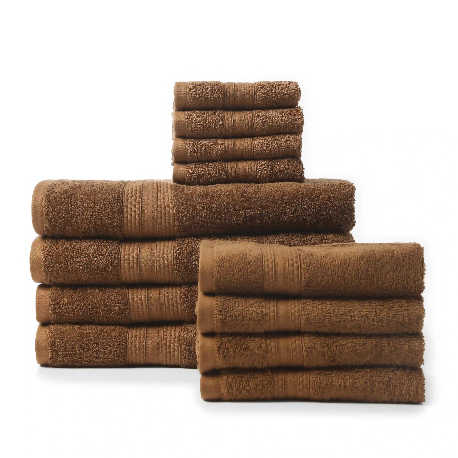 Paleto 100% Cotton Towel Set - Pack Of 12 Chocolate / 12 Piece Set
