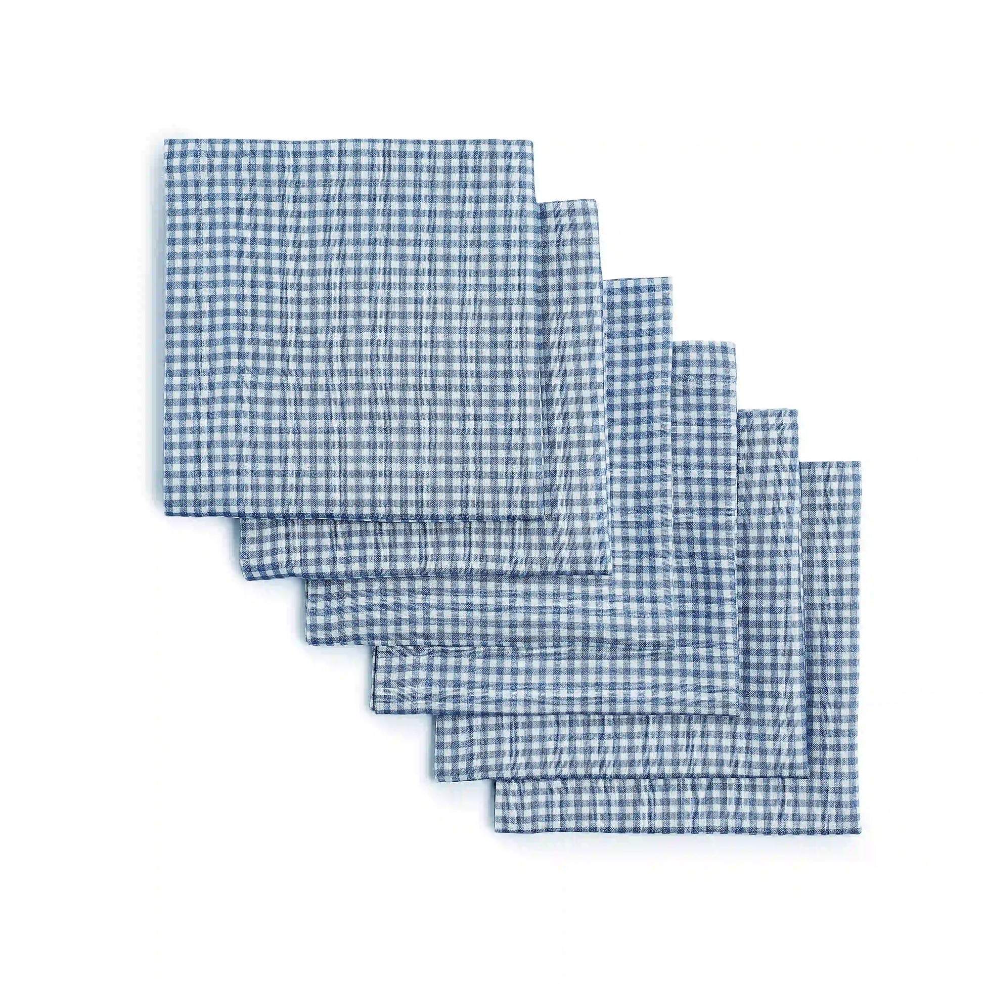 Nonna's Home 100% Cotton Table Napkin Set Small Blueberry Gingham / Pack of 6