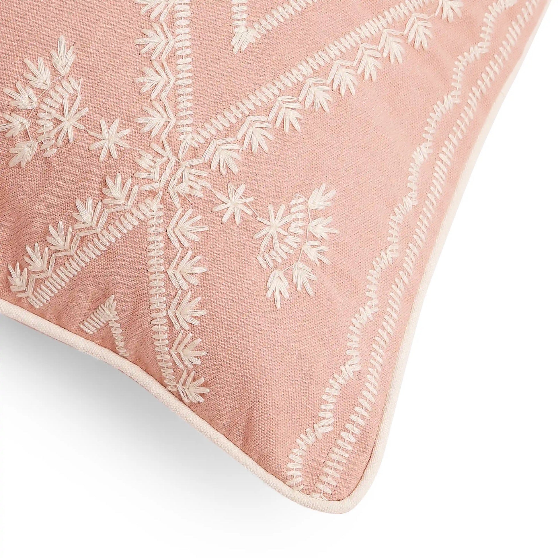 Espricia Embroidered Cushion Cover | Floral Mirage Sunset Peach / Cushion Cover (41cm x 66cm)