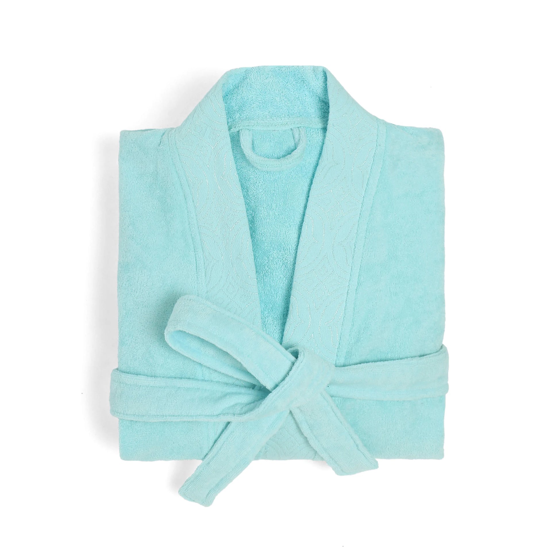 De Jacquard 100% Cotton Bathrobe Aqua / Medium