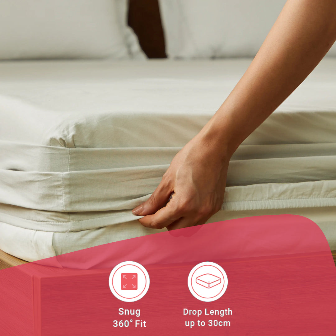 Paleto | Everyday Hues Solid Dyed Cotton Fitted Sheet Set-Silver