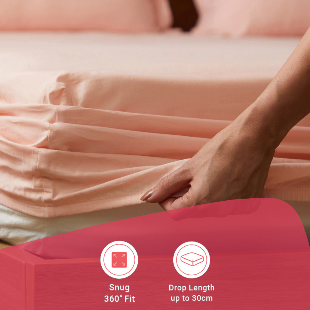 Paleto | Everyday Hues Solid Dyed Cotton Fitted Sheet Set-Veiled Rose