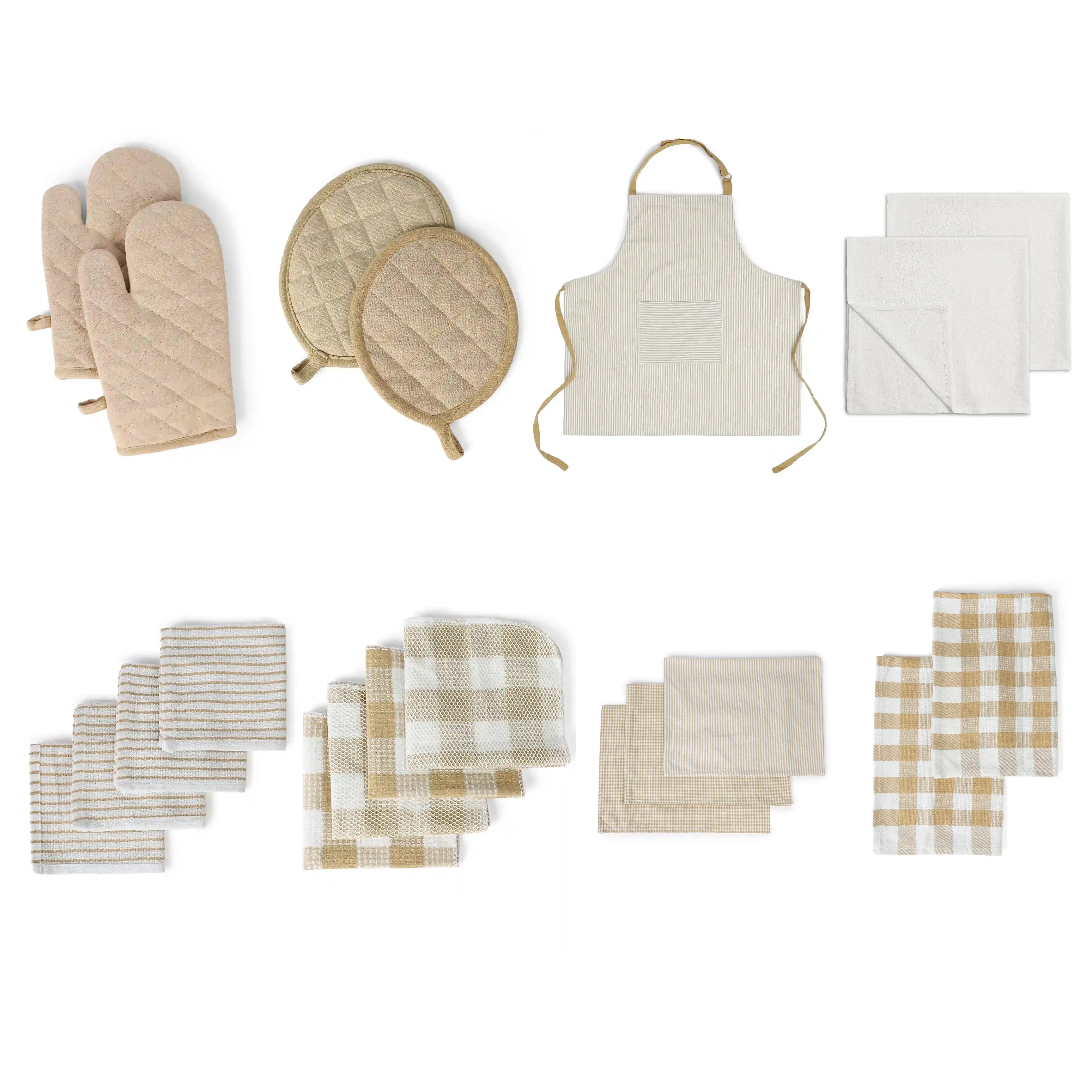 Nonna's Home | Everyday Essentials Kitchen Linen Set | Set of 20 Tan Times