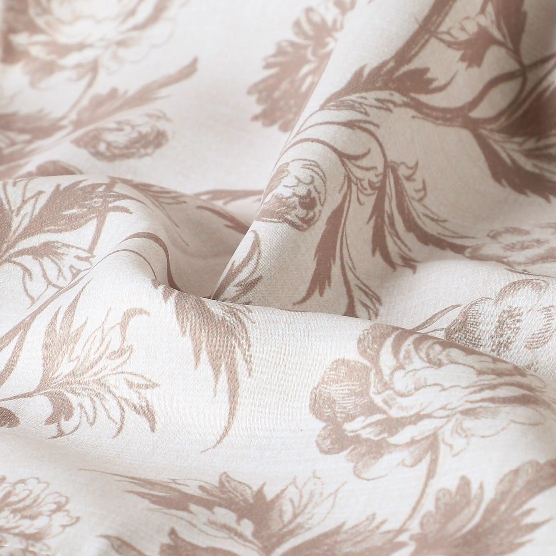 Bloomshire Classic Set Of 2 Printed Readymade Curtains | Shadow Bloom Walnut / Window (5ft X 4.4ft)