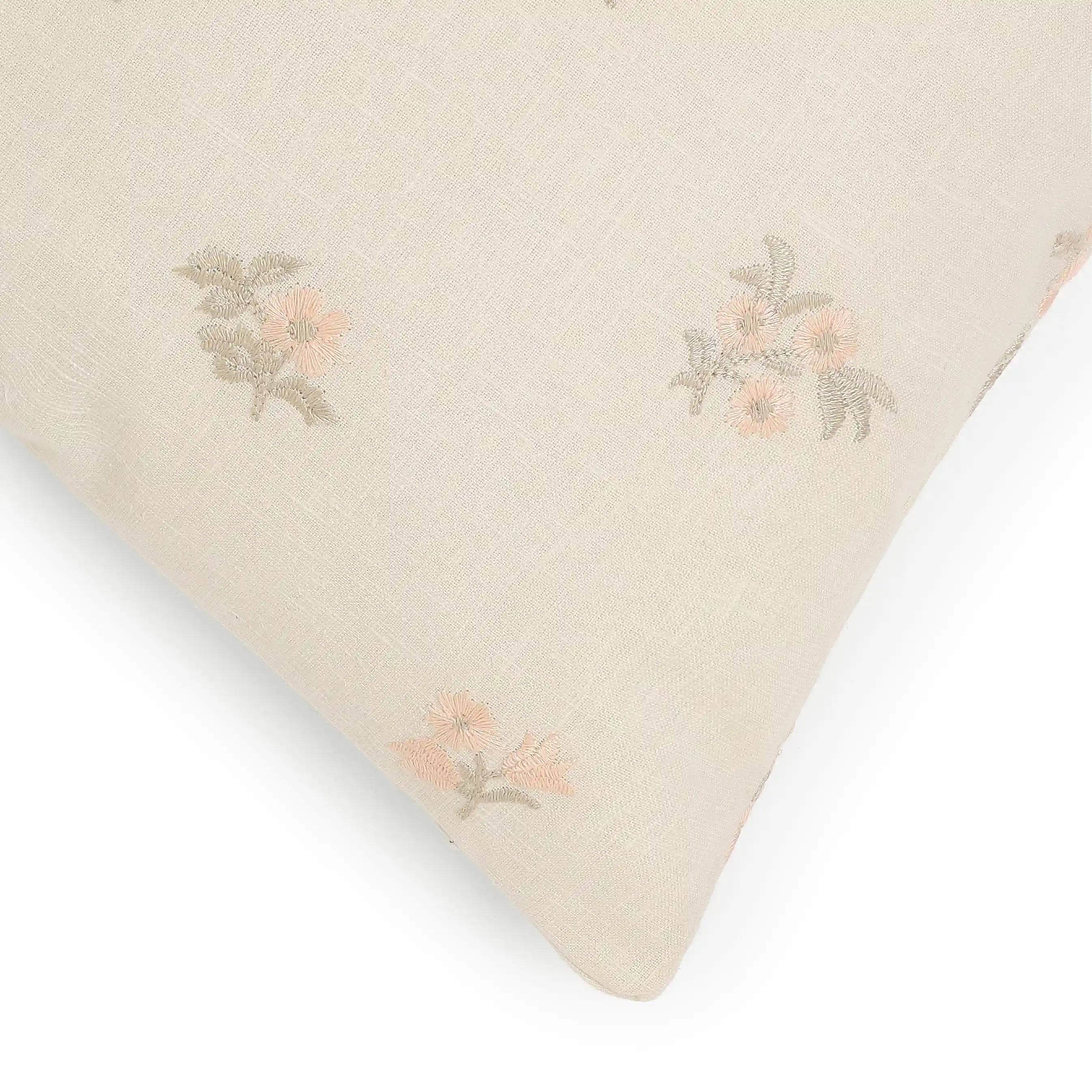 Vissencia Embroidered Cushion Cover | Threaded Petals Blush / Cushion Cover (51cm x 51cm)