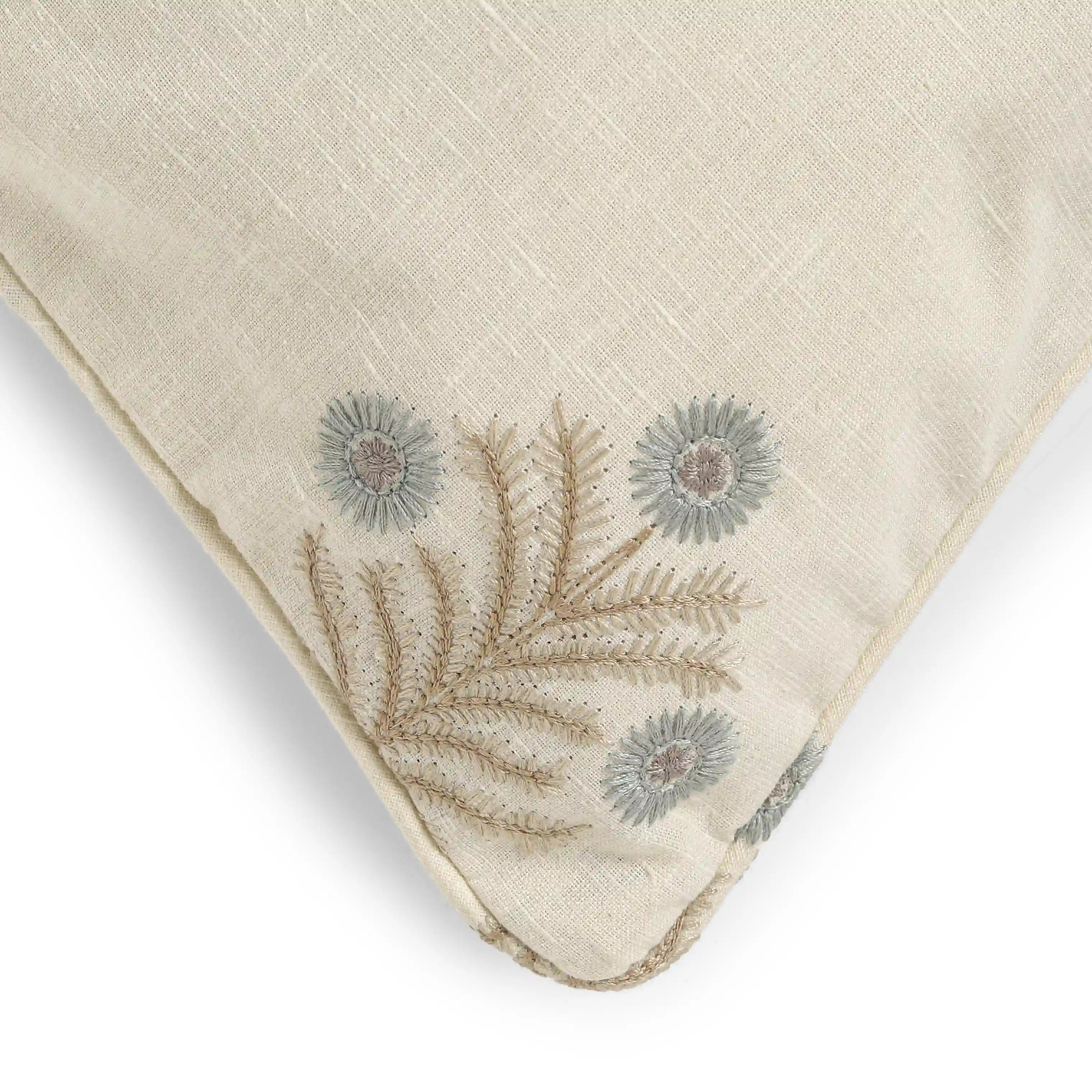 Vissencia Embroidered Cushion Cover | Threaded Bloom Ocean / Cushion Cover (41cm x 41cm)